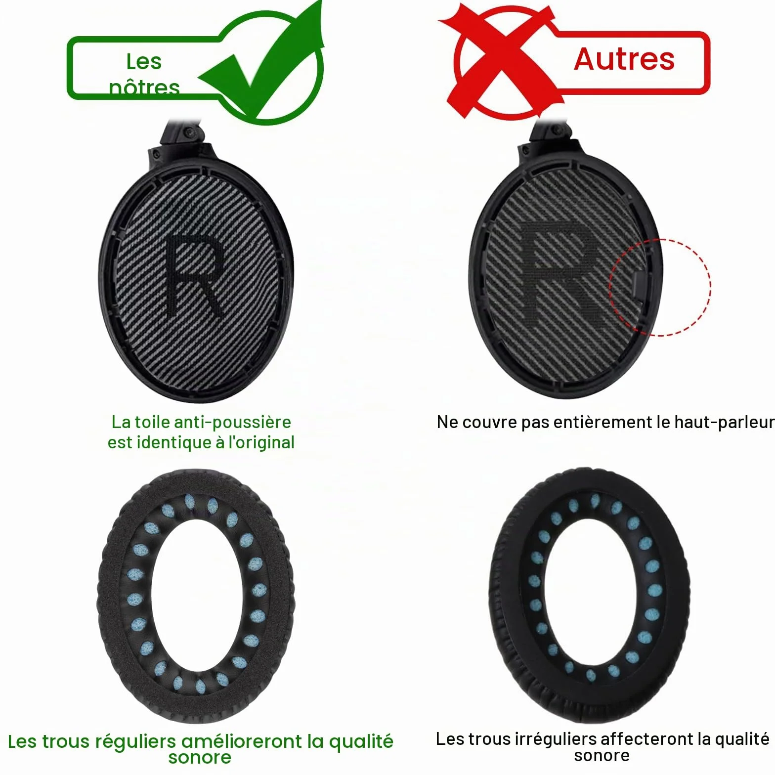 AK Coussinets pour Bose QuietComfort 35 QC 35 II, Remplacement Cuir Souple Mousse Acoustique QC35II/35/15 QC2/AE2