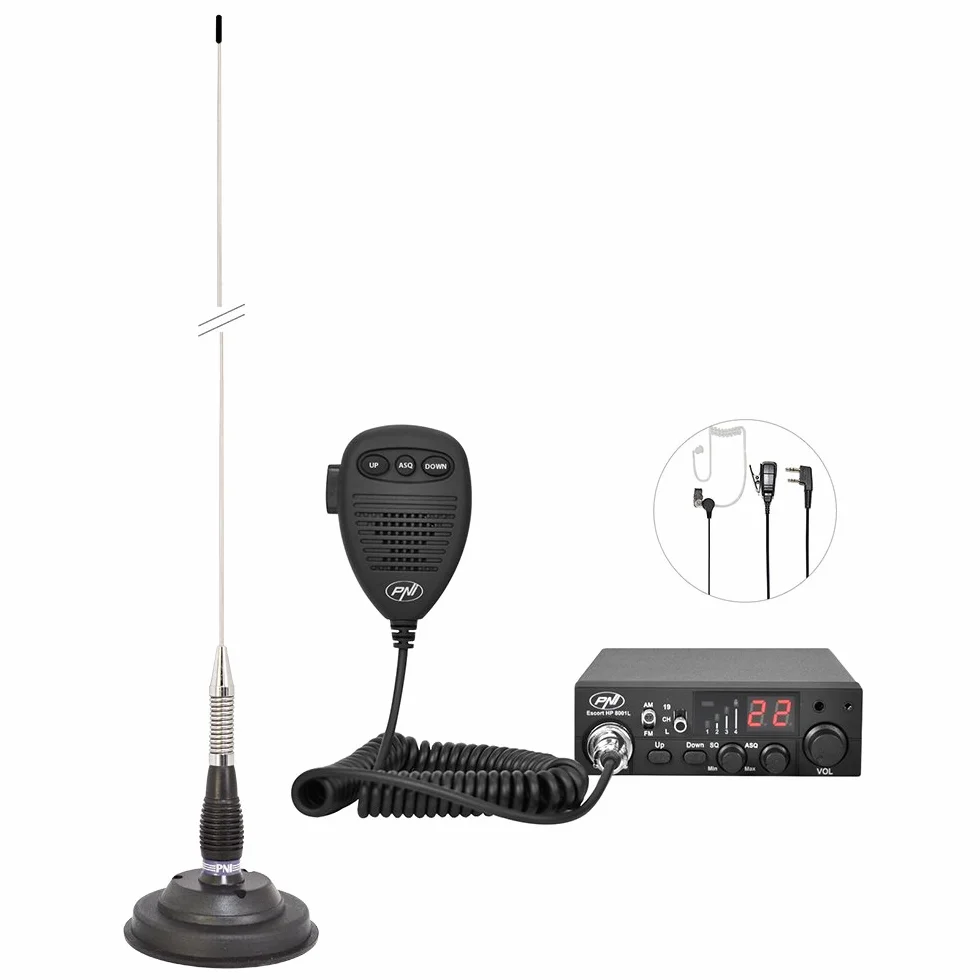 Radio CB PNI Escort 8001L ASQ + Casque HS81 + Antenne CB PNI ML100 avec Aimant