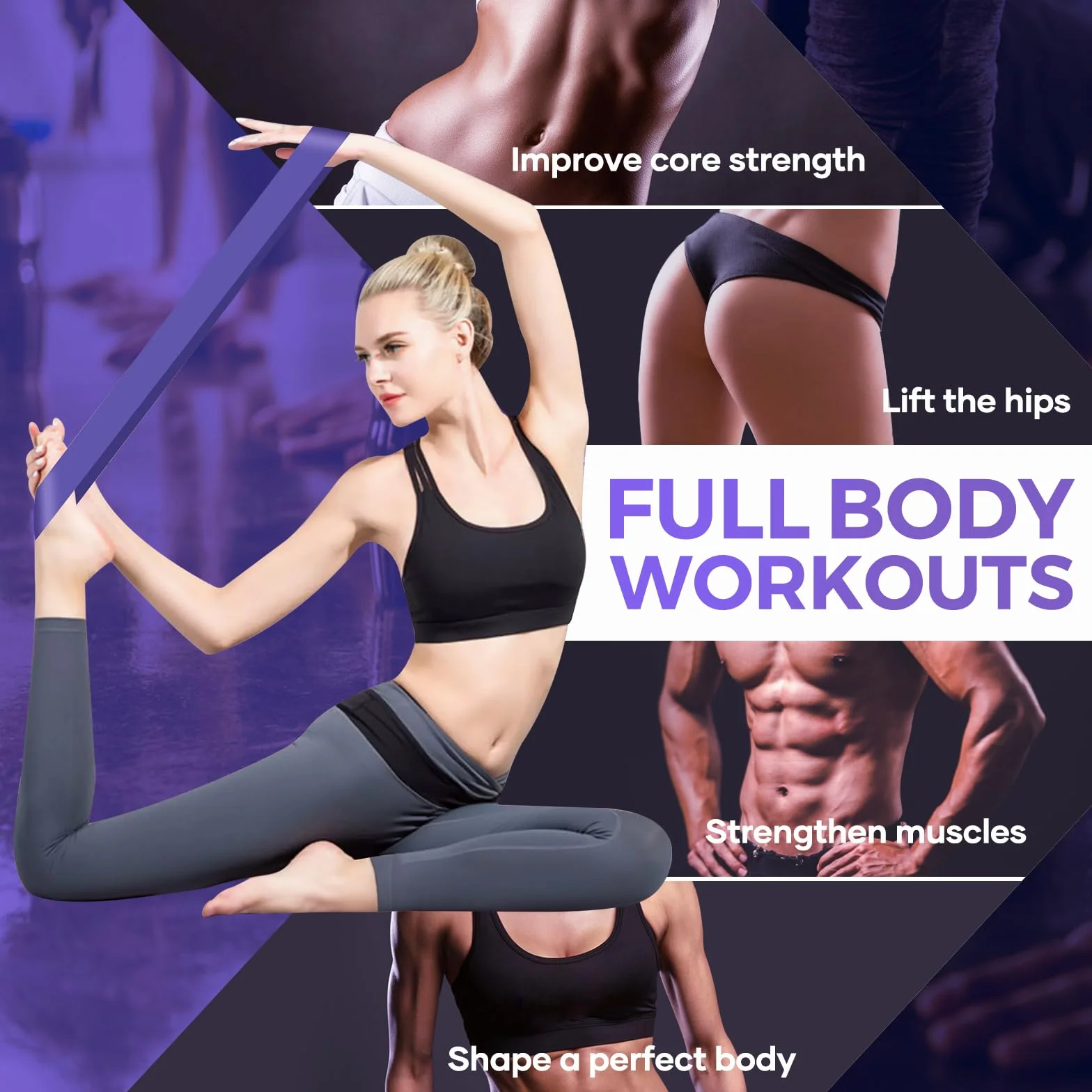 Fokky Bande Élastique Musculation Lot de 5, 5 Niveaux de Force, Élastique Sport Fitness Pilates Yoga avec Sac de Rangement