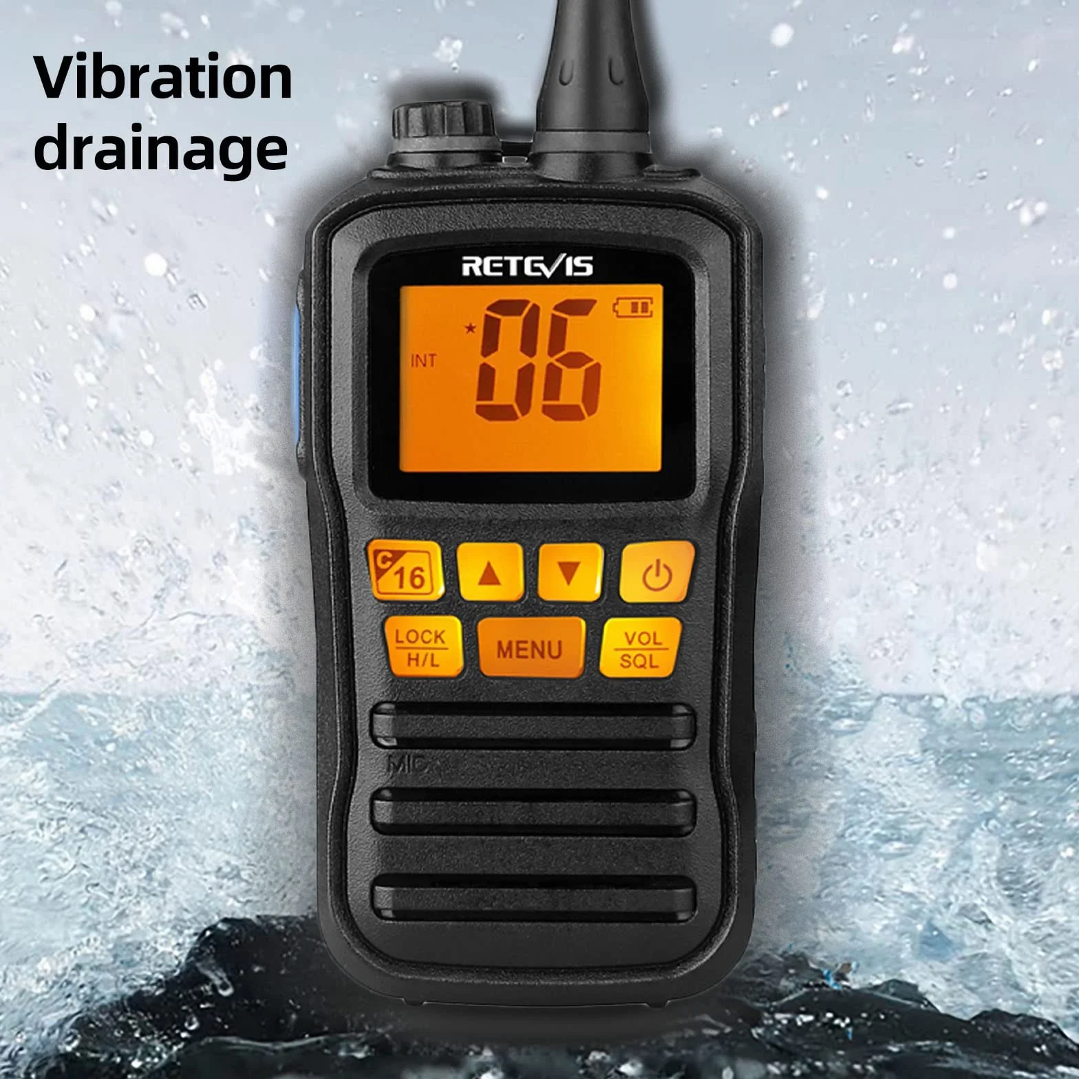 Retevis RM01 Marine Radio VHF Portable Étanche IP67 88 Canaux Talkie Walkie Marine Noir