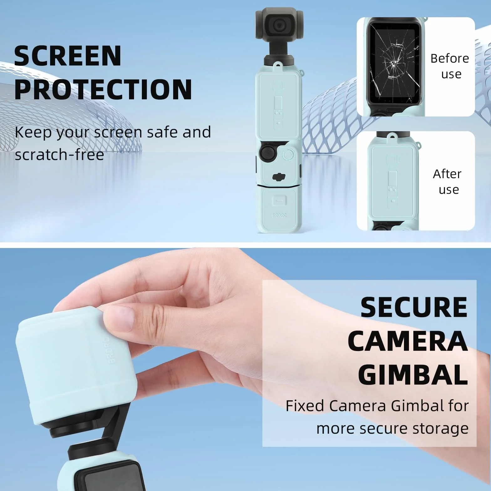 BRDRC Housse en silicone pour DJI OSMO Pocket 3, protecteur d'objectif, étui de protection