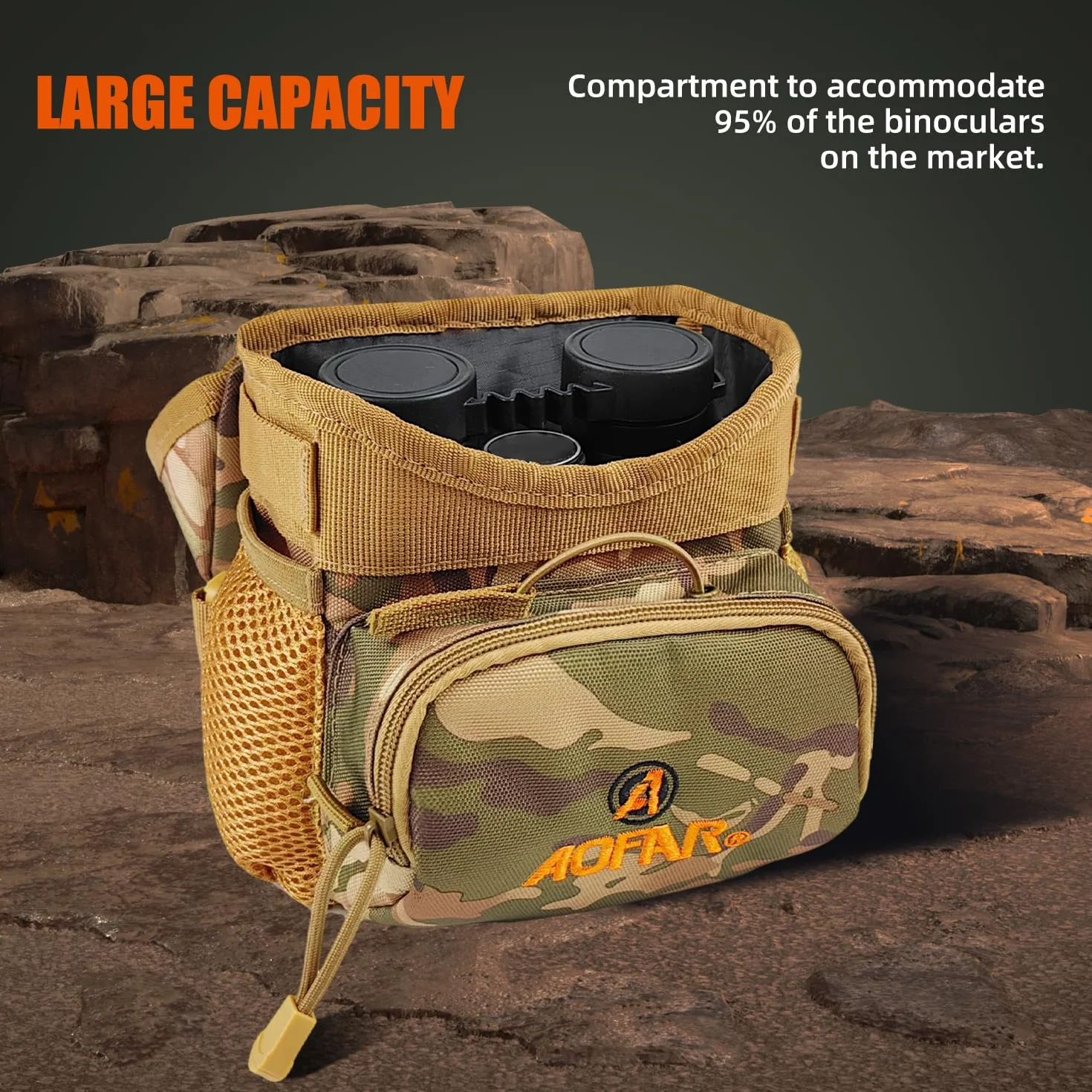 AOFAR Binoculaire Harness Chest Pack avec Sangle réglable, léger, Grande capacité, Bino Case pour Chasse, Randonnée, Tir