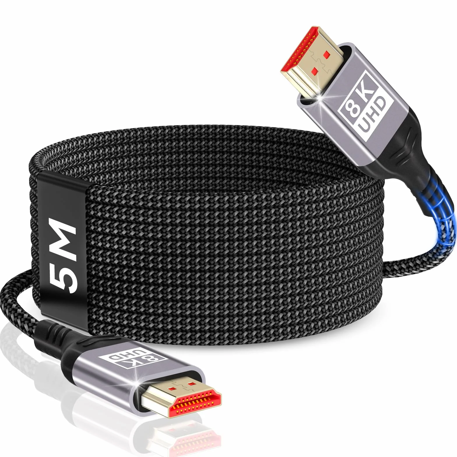 Câble HDMI 2.1 8K 5m 48Gbps 8K@60Hz 4K@144Hz eARC HDR10 HDCP 2.2 Dolby Atmos pour HDTV PS5