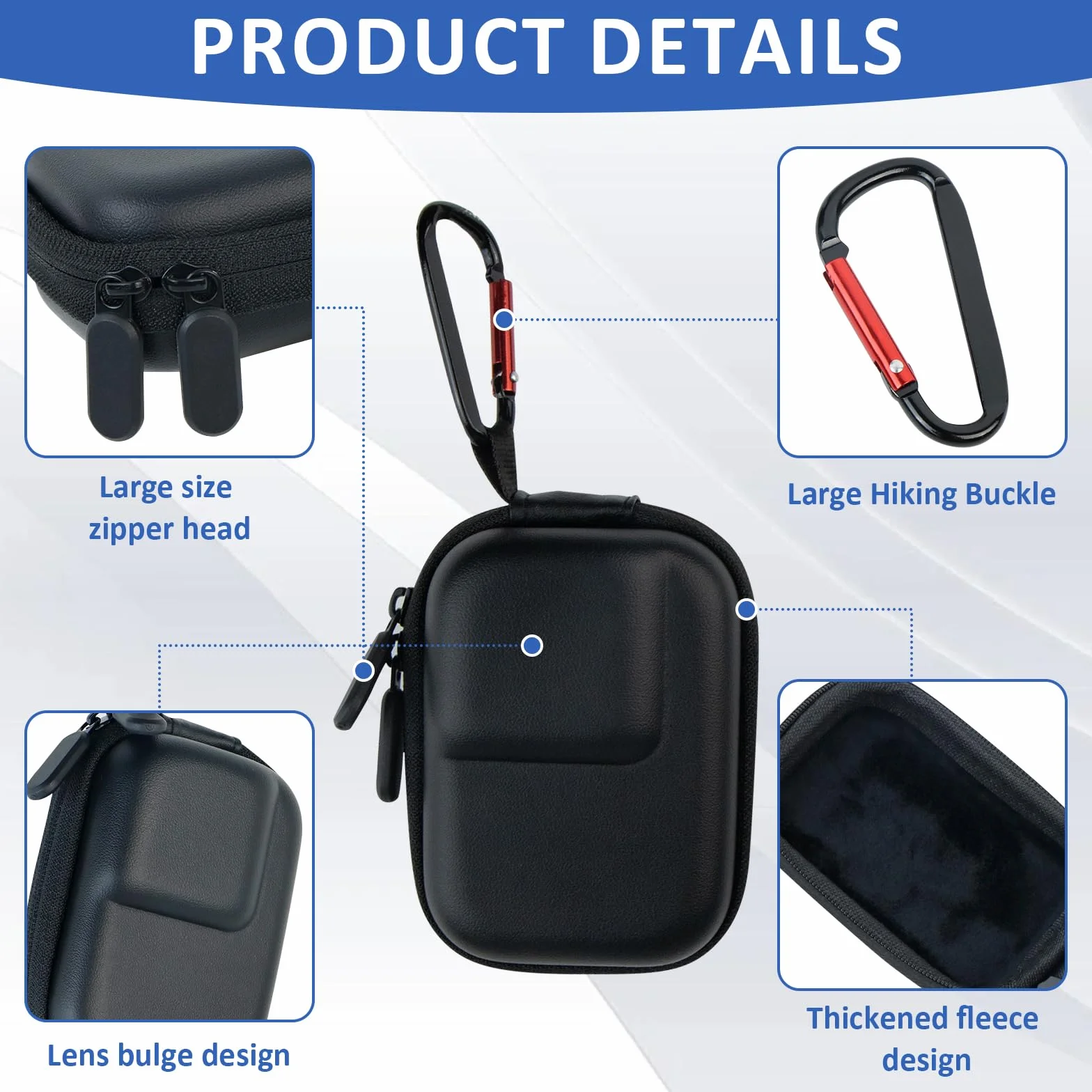 Hesupy Étui De Voyage Pour Dji Action 5 Pro/4/3, Sac De Protection Résistant Aux Chutes Noir