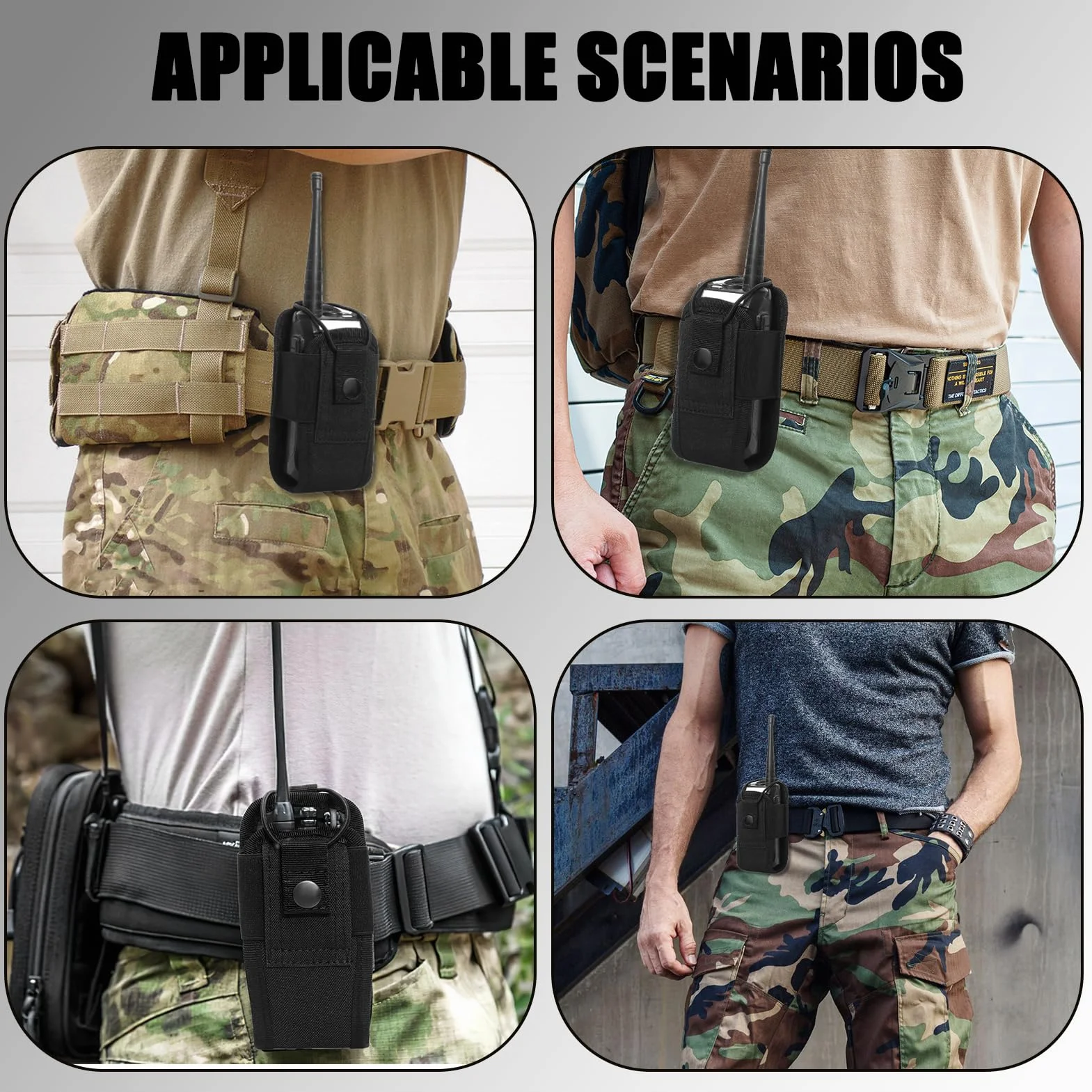 Tactique Titulaire Cas Étui Molle Pochette de Ceinture Nylon Étui de Radio Tactique Molle pour Gilet étui Universel réglable pour Talkie-walkie Sac pour Radio Portable ou Talkie-walkie