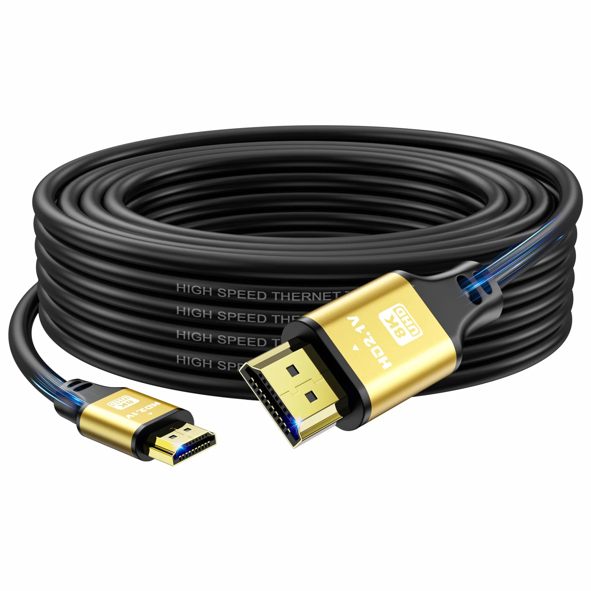Câble HDMI 2.1 Ultra Haute Vitesse 10M 8K@60Hz 4K@120Hz Connecteurs Plaqués Or