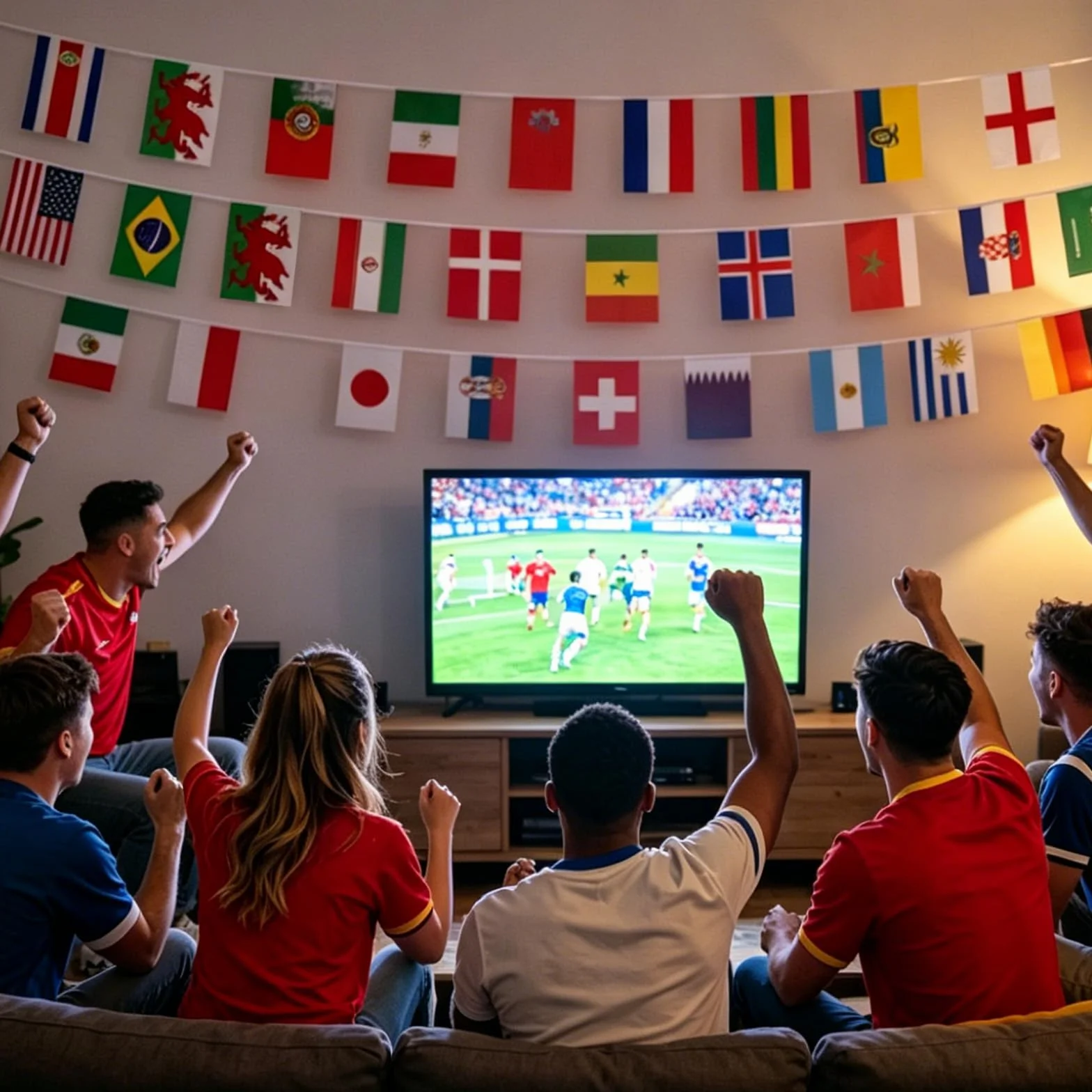 Guirlande Fanions 32 Pays 10m Drapeaux 20x10cm Double Face Bannière Football 2026
