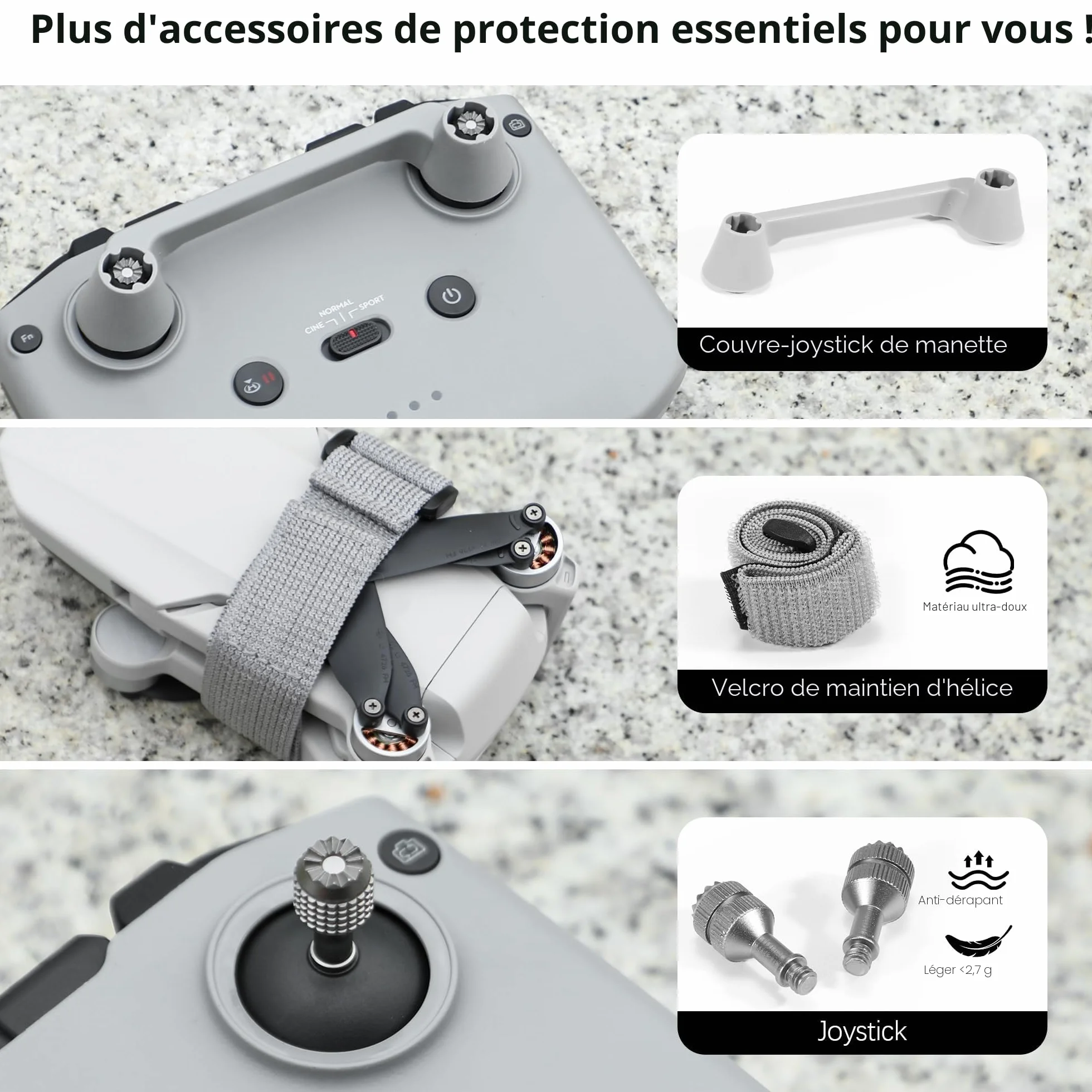 FPVtosky Mini 4K Étui Rigide, Sac de Transport pour DJI Mini 4K/ 2/2 SE Drone Accessoires avec 2 x Joysticks, 1 x Supports d'hélice et 1 x Protecteur de Joystick, Gris