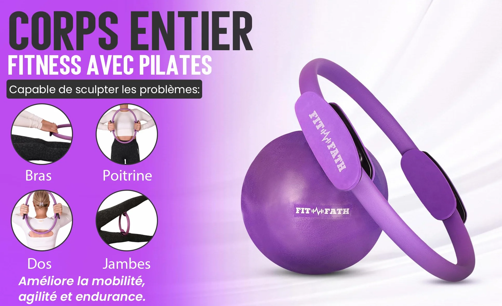 Anneau Pilates Cercle Accessoire Yoga Bande Résistance Fitness Sport Musculation Santé
