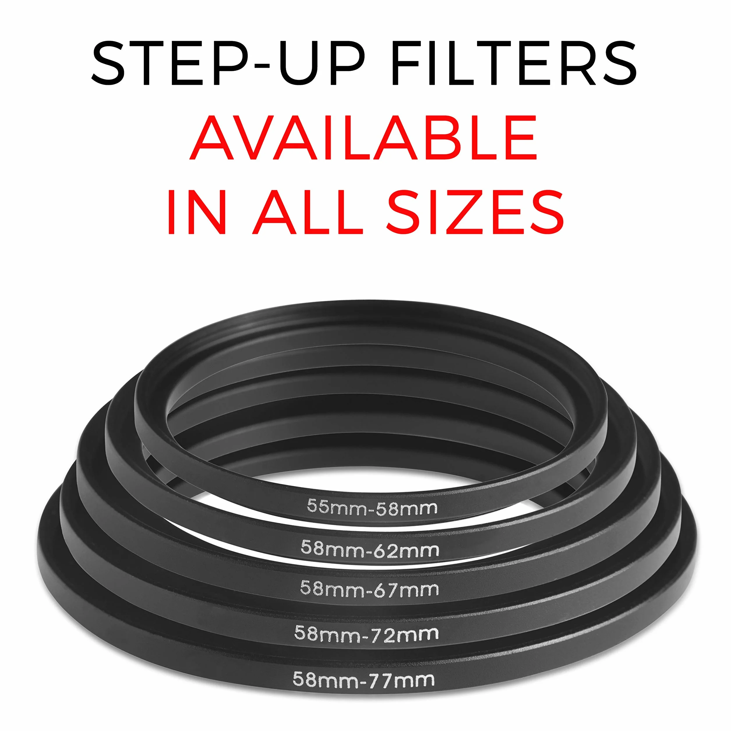 Step UP Filter Adapter Anneau Adaptateur de Filtre Bague d'adaptation. pour Les lentilles et Les filtres. Fabriqué en métal de Haute qualité. Très Mince et Robuste. (58mm – 77mm)