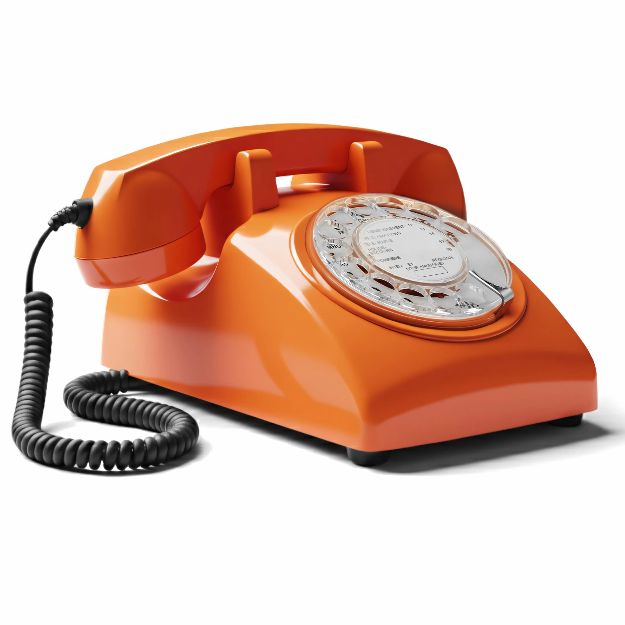 Opis Technology 60s Cable – Téléphone Fixe Vintage à Cadran Rotatif & Cloche Mécanique – Compatible Plupart des Box & Fibre – Design Rétro Années 60 – Orange