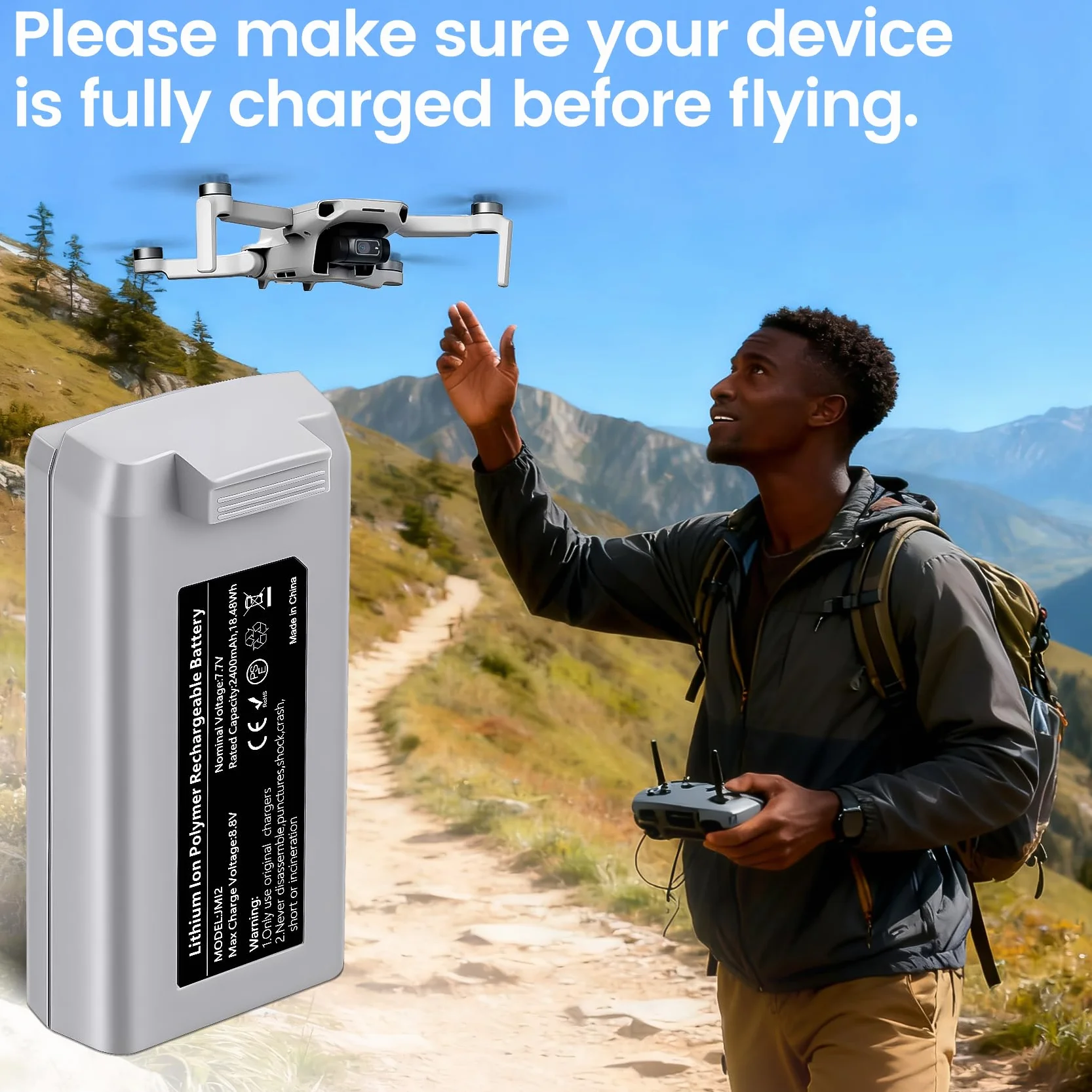 Mini 2, Mini 4K Lot de 2 Batteries de Rechange intelligentes pour Drone d'une capacité de 2 400 mAh autonomie maximale de 31 Minutes compatibles avec Les Drones DJI Mini 4K/2/SE/2 SE