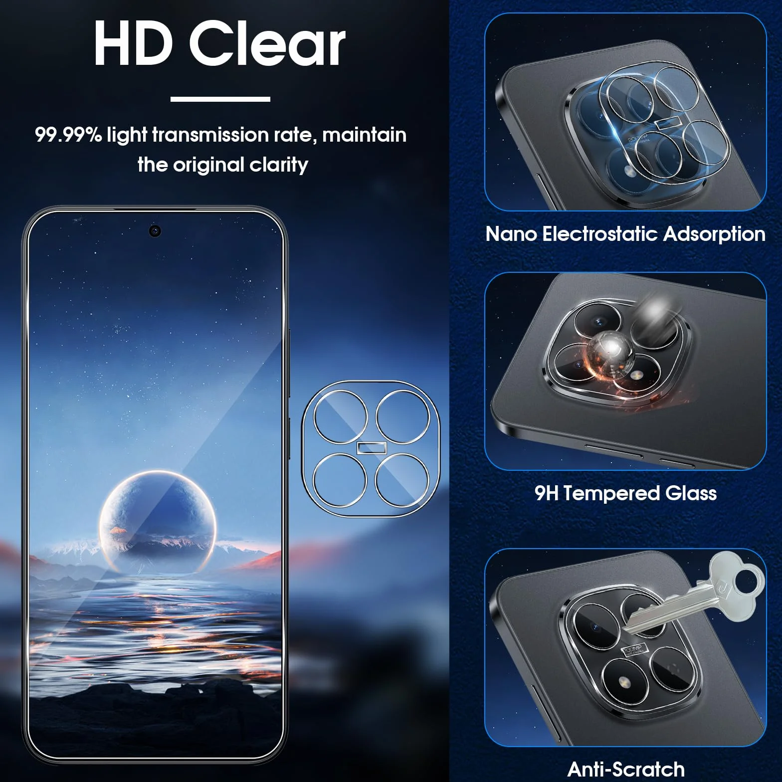 Lutree Verre Trempé pour Xiaomi Redmi Note 15 Pro 5G, 3+3 Pièces Protection écran + Caméra Arrière Protecteur Film, 9H Dureté HD Anti-Rayures Sans Bulles Vitre Trempé Protecteurs d'écran