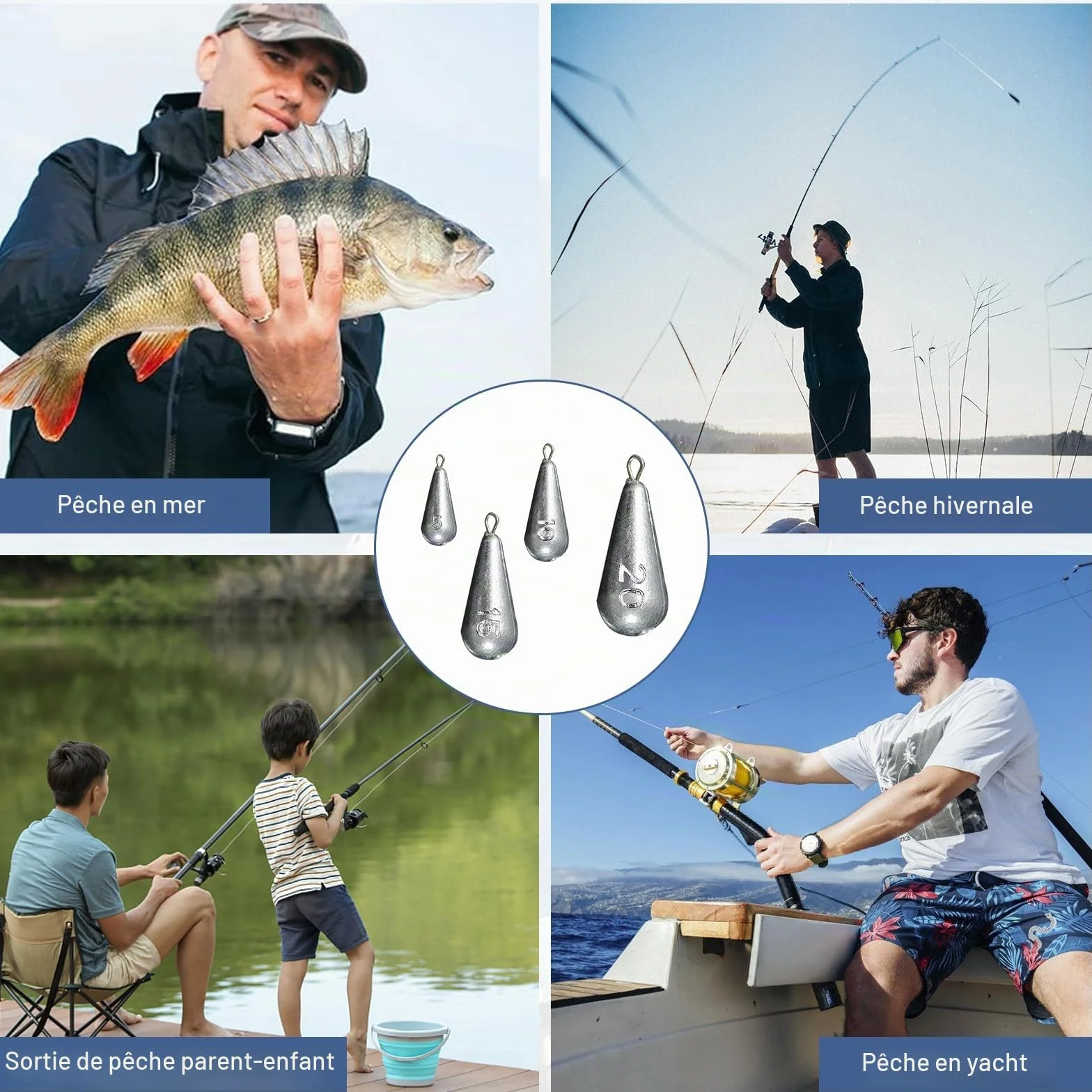 Poids de Pêche Plombs Drop Shot 5g 10g 15g 20g Forme de Goutte Pêche Sinker pour Mer Eau Douce