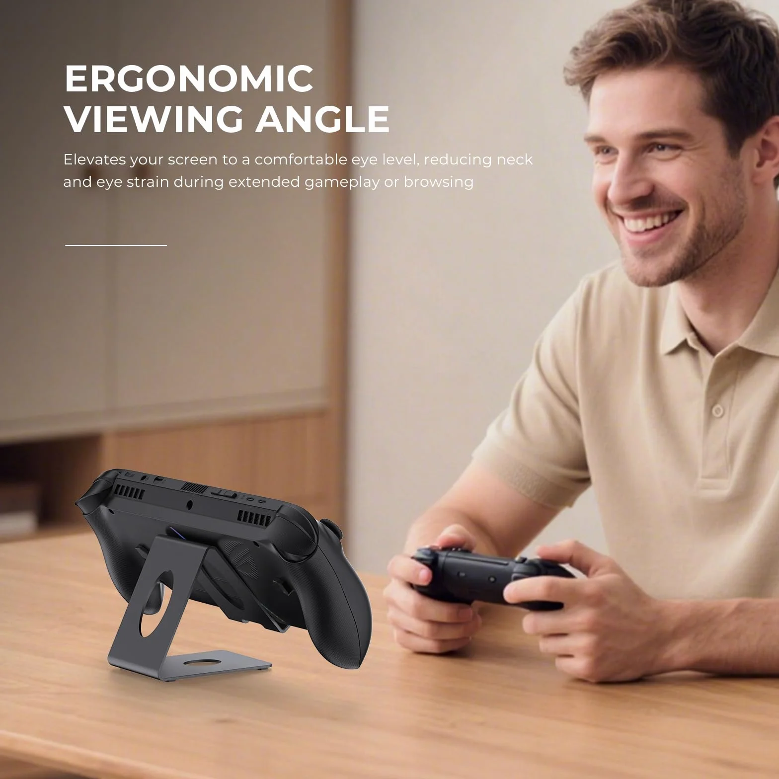 Support de bureau compatible avec ROG Xbox Ally/Ally X/PlayStation Portal/Steam Deck/ROG Ally/X/Switch 2, support de console de jeu portable avec coussinet en silicone antidérapant (noir)