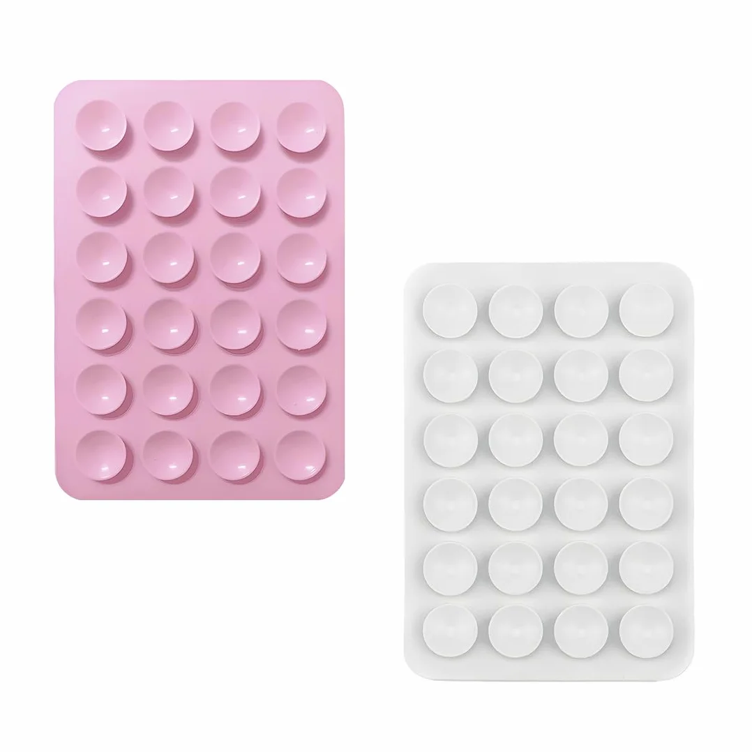 Ventouse Téléphone 2 Pièces En Silicone, Support Mains Libres 8Cm X 5.5Cm Pour Miroir Et Douche