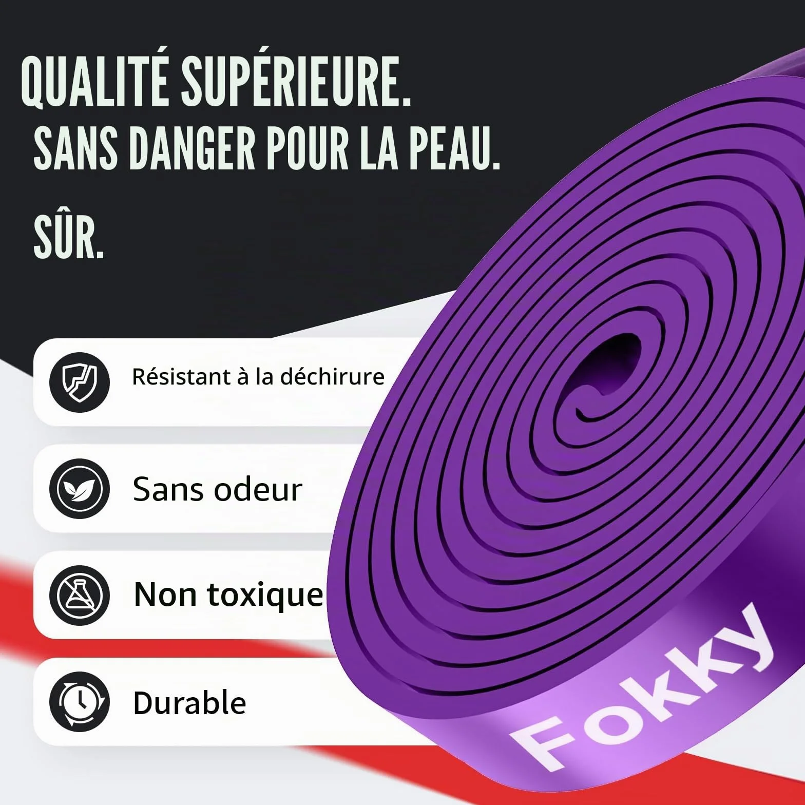 Bande Élastique Musculation Fokky avec 5 Niveaux de Résistance et Ancrage de Porte
