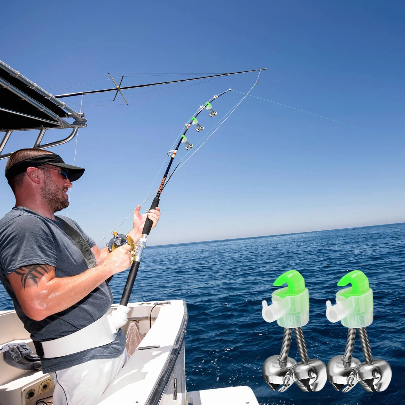 Clochette Peche Detecteur de Touche, Clip Vis Cloche Double, Cadeau Pêcheurs Étangs Lacs Rivières