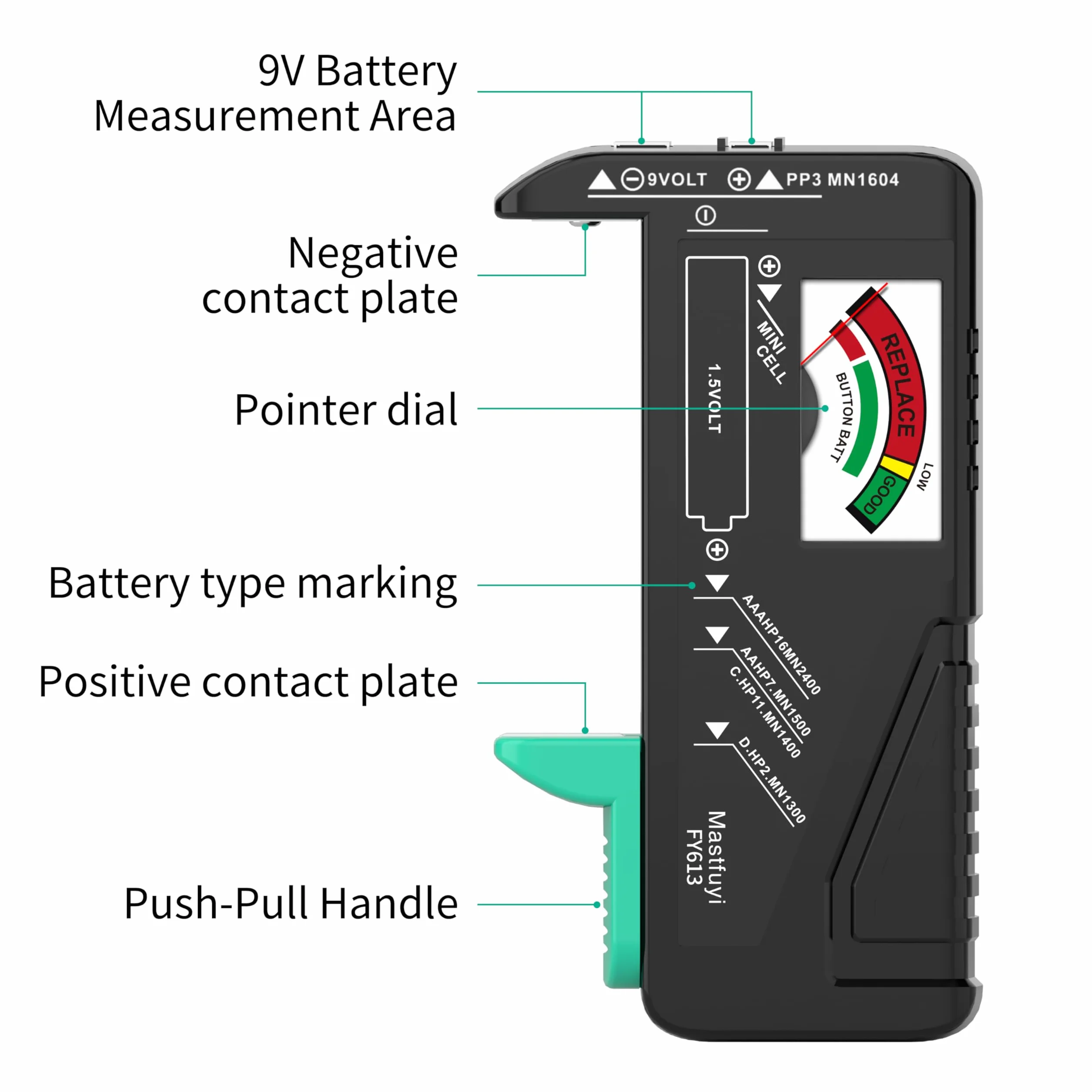 Testeur de batterie universel 9V 1,5V AAA AA C D pour piles bouton