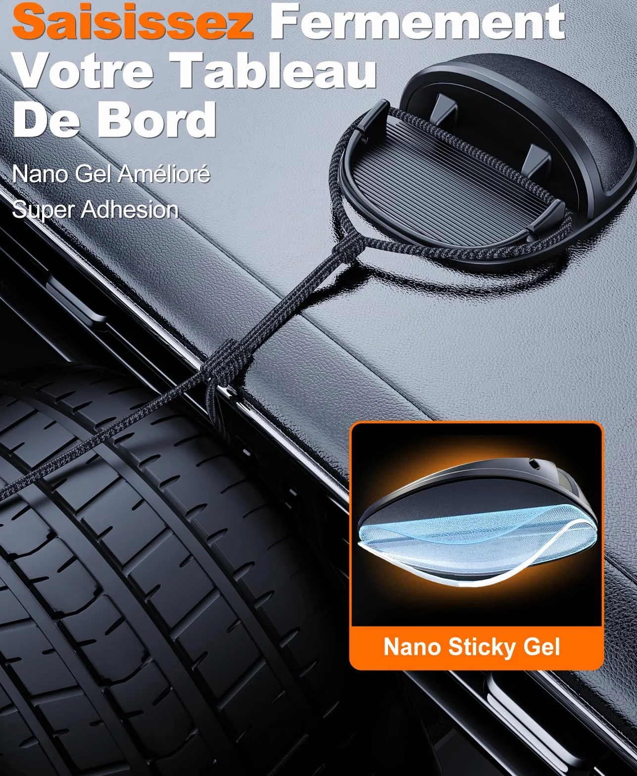 Beeasy Support Téléphone Voiture Antidérapant – Silicone Universel Porte Voiture pour Tableau de Bord, Compatible avec GPS, iPhone ((17 à 7), Samsung, Huawei, OnePlus, Pixel & Android