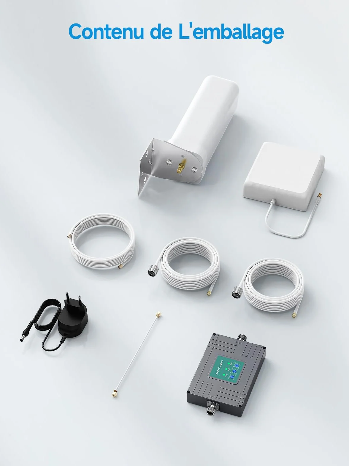 ANNTLENT Amplificateur 4G 3G Bande 1/8/20, LTE GSM WCDMA Amplificateur de Signal Cellulaire Tri-Bande pour Tous Opérateurs, Support Multi-Appareils,pour Maison/Bureau