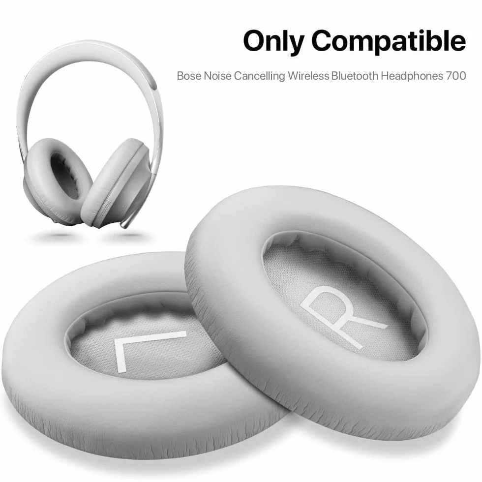 Coussinets de Rechange Bose 700 Cuir synthétique Souple Mousse à mémoire de Forme Gris 1 Paire