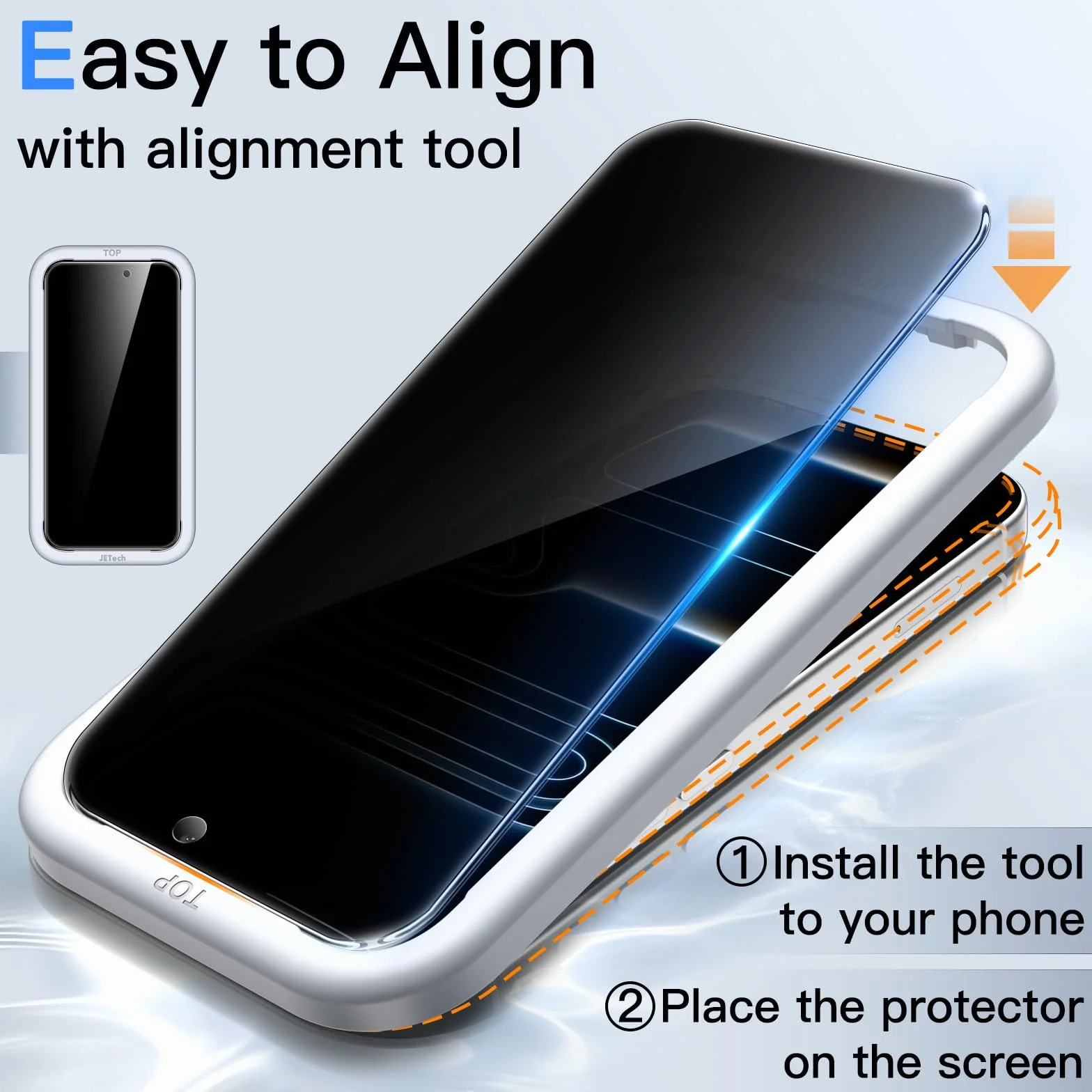 JETech Protection Anti-Espion iPhone 17 Pro 6,3 Pouces Film Verre Trempé Lot de 2