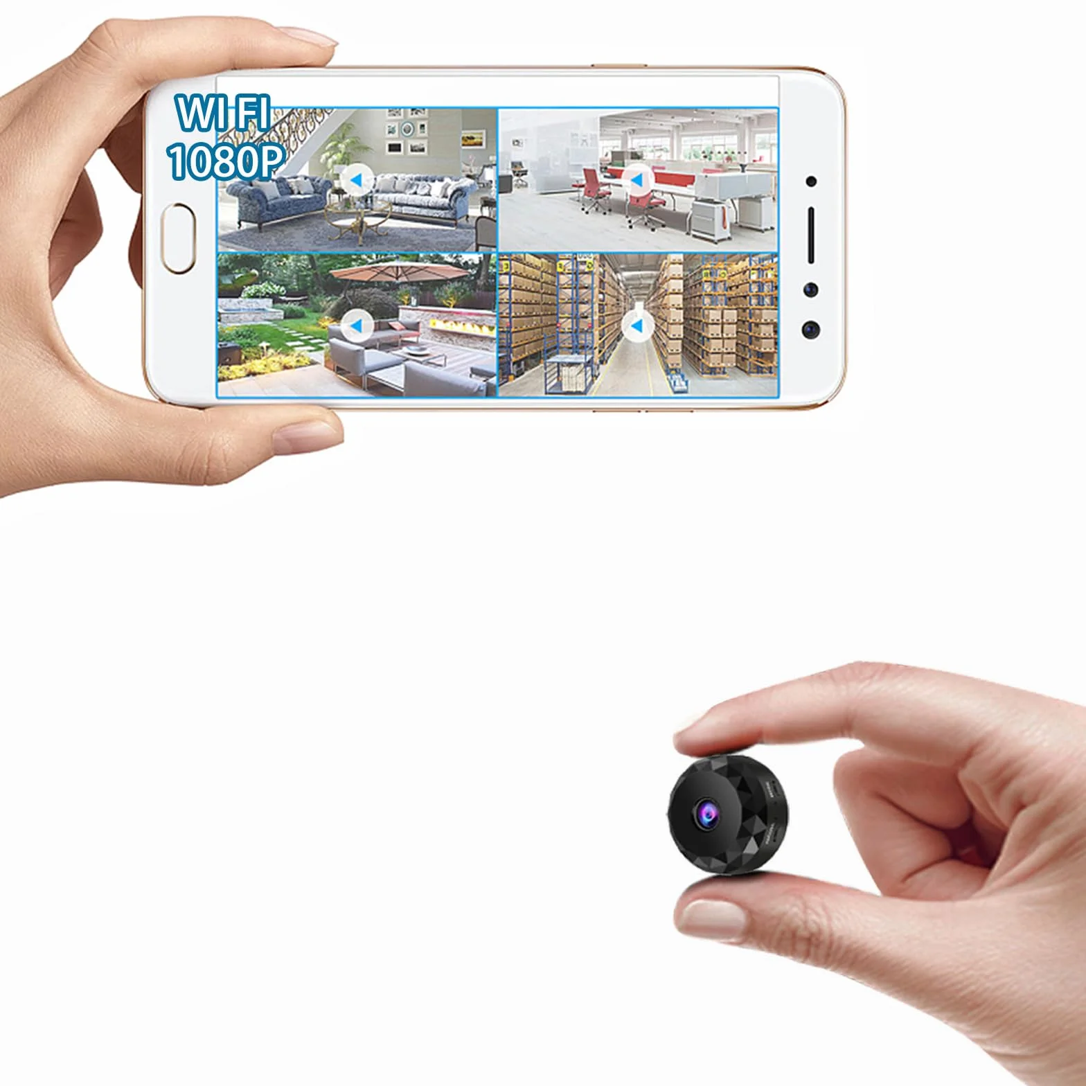 Camera Espion Mini sans Fil WiFi 1080P Caméra Espion Invisible Micro Petite Extérieur Discrete a Distance Maison de Interieur Extérieur Surveillance Spy Cam Grande Enregistrement Black