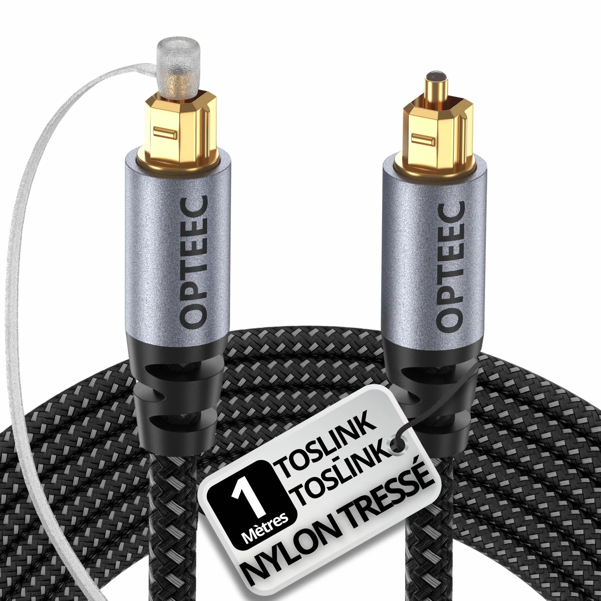 Câble Optique Audio - 1M - Câble Optique Audio Toslink pour HOME CINEMA, BARRE DE SON, TV, SAMSUNG, BOSE, LG, SONY, SONOS, PS4, XBOX - Nylon Tressé Renforcé - Connecteur Plaqué Or (1M)