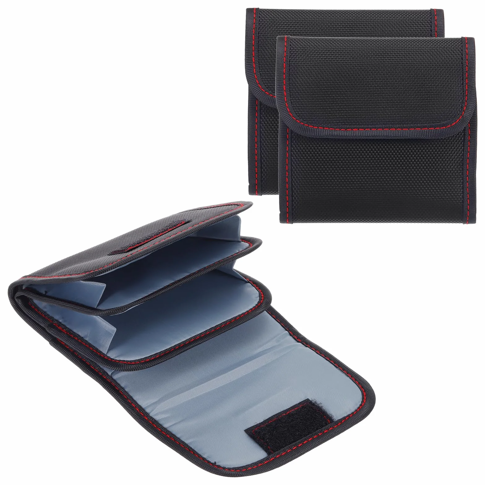 PATIKIL 82mm Caméra Filtre Boîtier, 2 Paquet 3 Poche Caméra Filtre Boîtier Poche Eau Résistant Antipoussière Filtre Porter Sac pour Photographie Filtre Stockage, Noir Red
