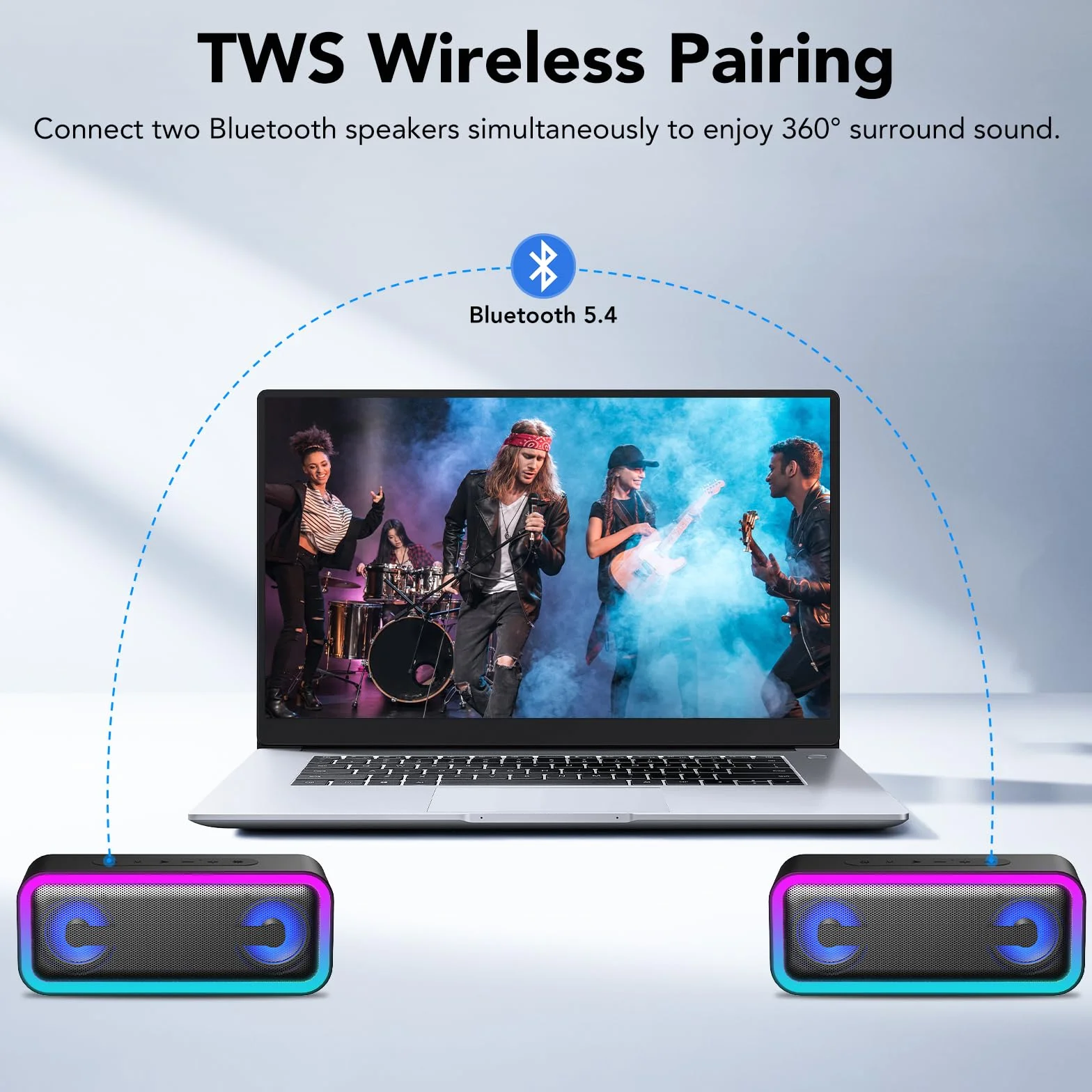 Enceinte Bluetooth Portable 5.4 Sans Fil 40W Stéréo IPX7 Autonomie 30h TWS Appel Mains Libres