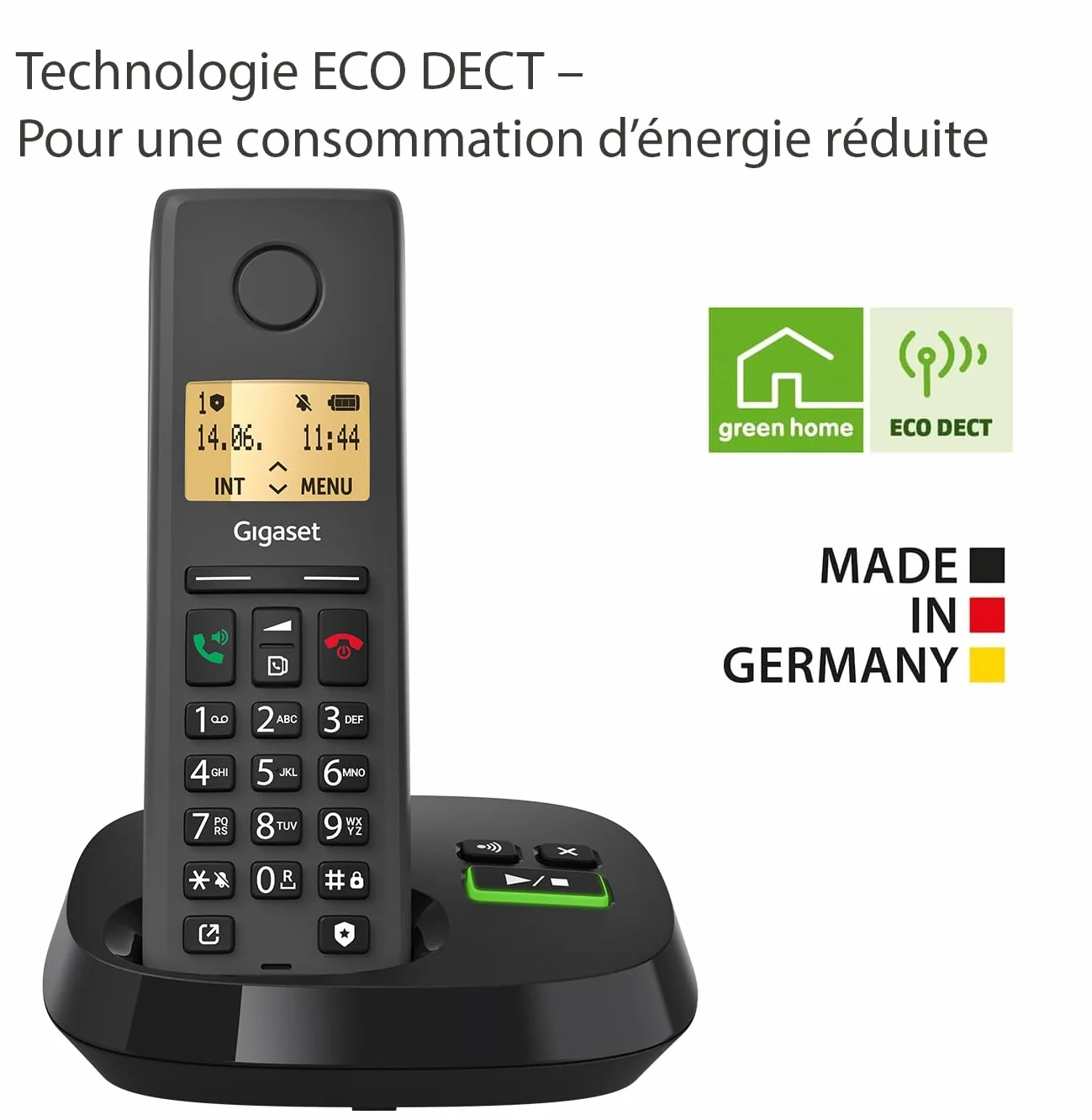 Gigaset Pure 220A Trio - 3 Téléphones DECT sans Fil avec répondeur - Blocage d’Appel et Fonction Mains Libres - Répertoire 80 Contacts, Noir Anthracite [Compatibilité avec DE, IT, FR, NL, Che, AUT]