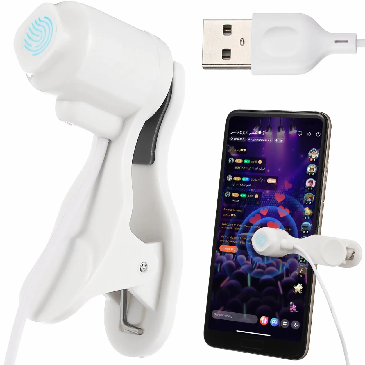 jojofuny Clicker d'écran automatique pour téléphone : clicker d'écran USB pour téléphone portable pour diffusion en direct – Applicateur automatique universel de clic de doigt pour les jeux, le
