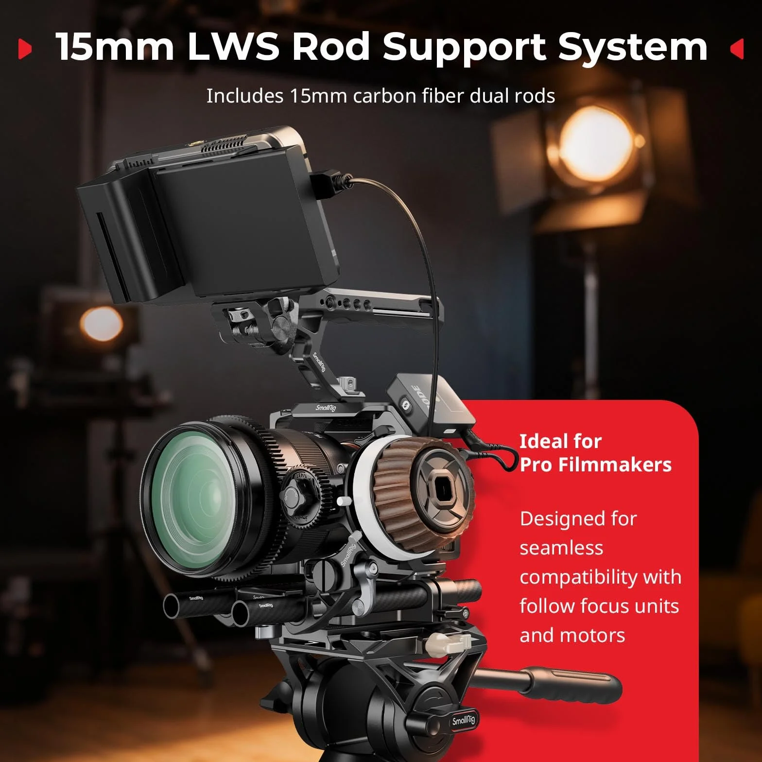 SMALLRIG Kit de Plaque de Base pour Appareil Photo avec Pince pour Rail LWS 15 mm, Tiges en Fibre de Carbone 15 mm (8'' / 20 cm), pour Sony A6500, pour Canon R5, R6, pour Sony A7SIII / A7III - 5609