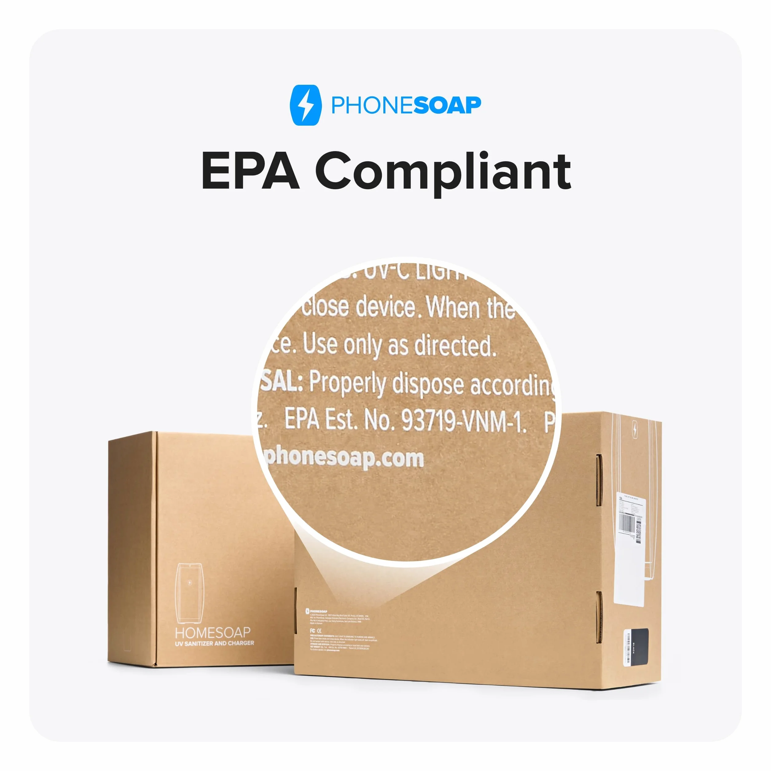 PhoneSoap Désinfectant UV Homesoap | Désinfecteur De Lumière UV Breveté Et Cliniquement Prouvé | (Blanc)