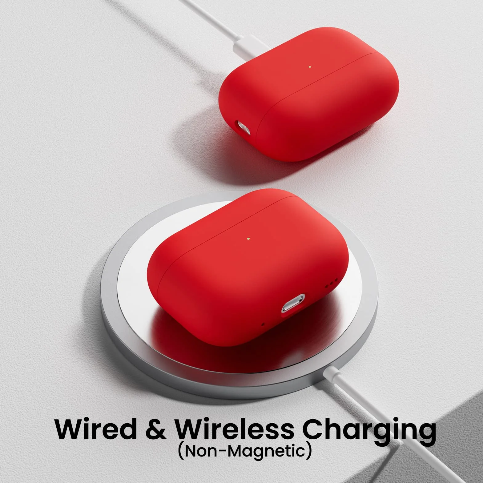 ORNARTO Coque pour AirPods Pro 2 (2022) en Silicone, Protection Antichoc - Rouge