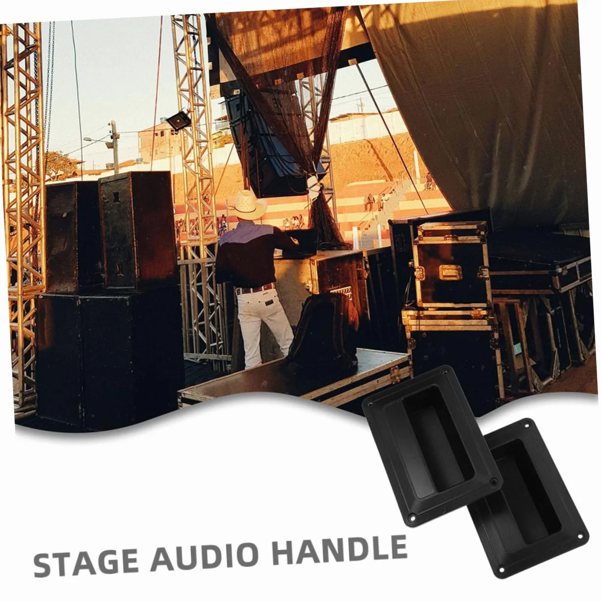 Lot de 2 Poignées Latérales en Abs Noires Résistantes pour Matériel Haut-Parleur Audio de Scène, Accessoire Polyvalent pour Remplacement Facile