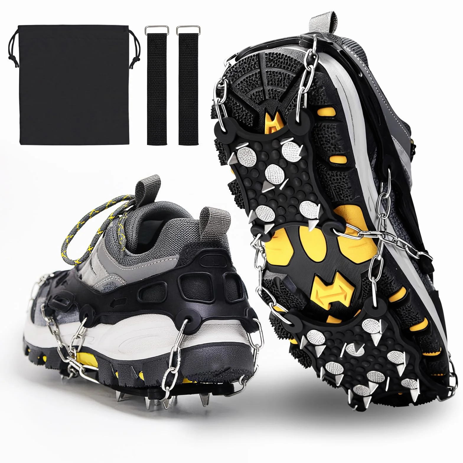 Crampons pour Bottes de Randonnée Acier Inoxydable Antidérapant pour Chaussures Randonnée Alpinisme