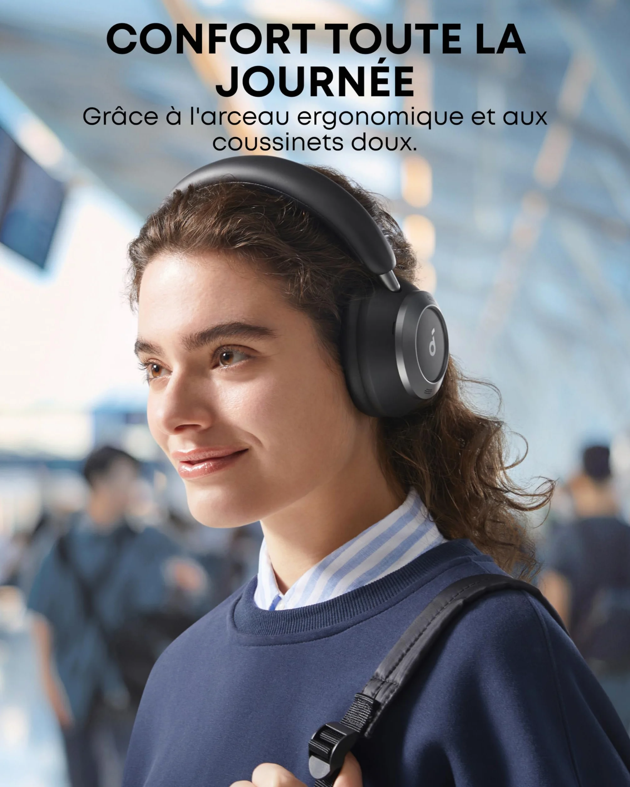 Soundcore Space One Pro d'Anker, Casque Bluetooth sans Fil avec Réduction de Bruit Adaptatif et 6 micros, Design Super Pliable, Autonomie 60h, Chargement Ultra-Rapide, H-Res Wireless Audio avec LDAC
