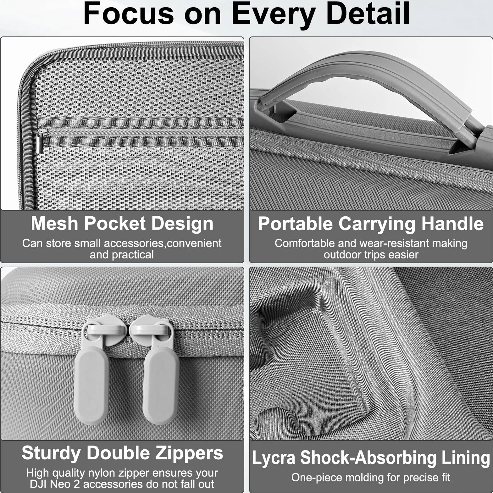 Étui Case pour DJI Neo 2 Sac, Sac Bag Sacoche de Transport Boîte de Voyage Étui de Protection Sac de Rangement Accessoires pour DJI Neo 2, Protection Anti Chute Anti Rayures avec Bandoulière, Valise