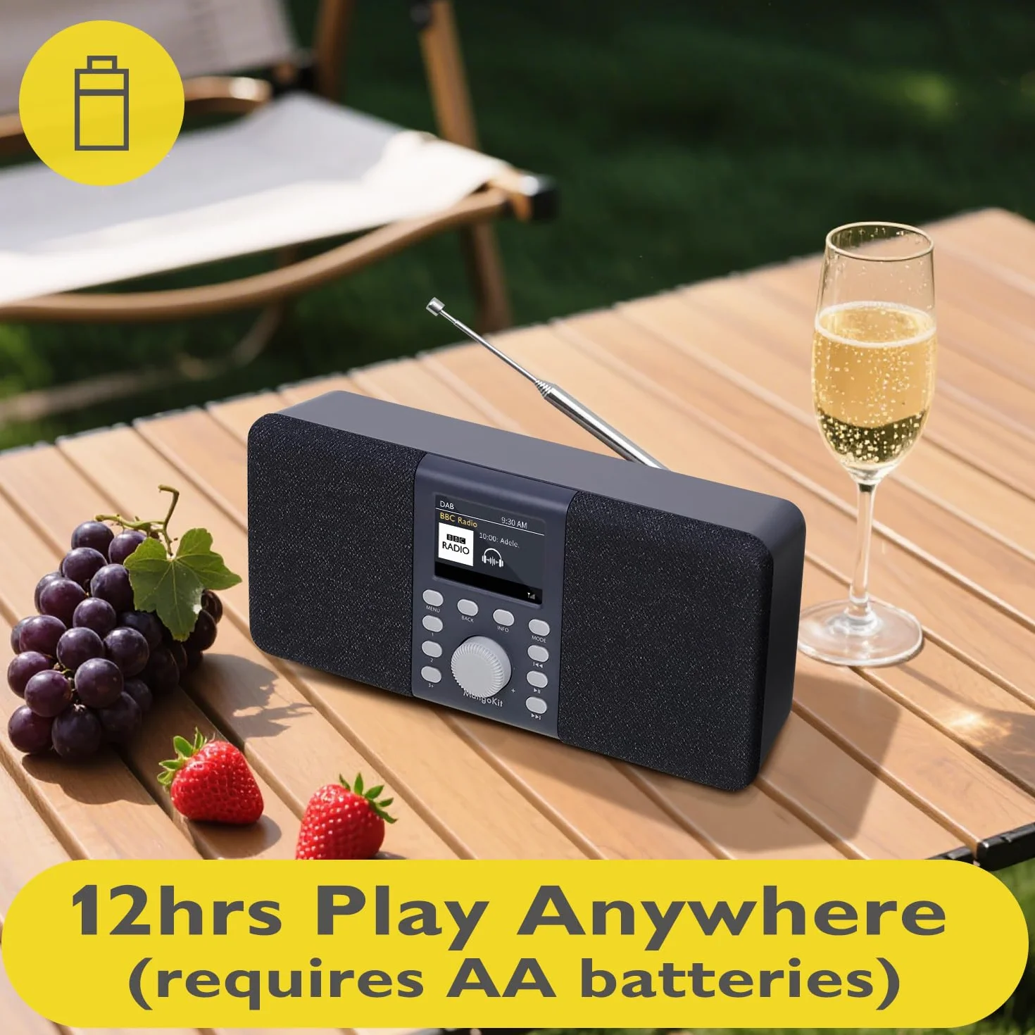 Radio Numérique DAB+ Stéréo Portable Bluetooth FM 40 Stations Préréglées Gris Foncé