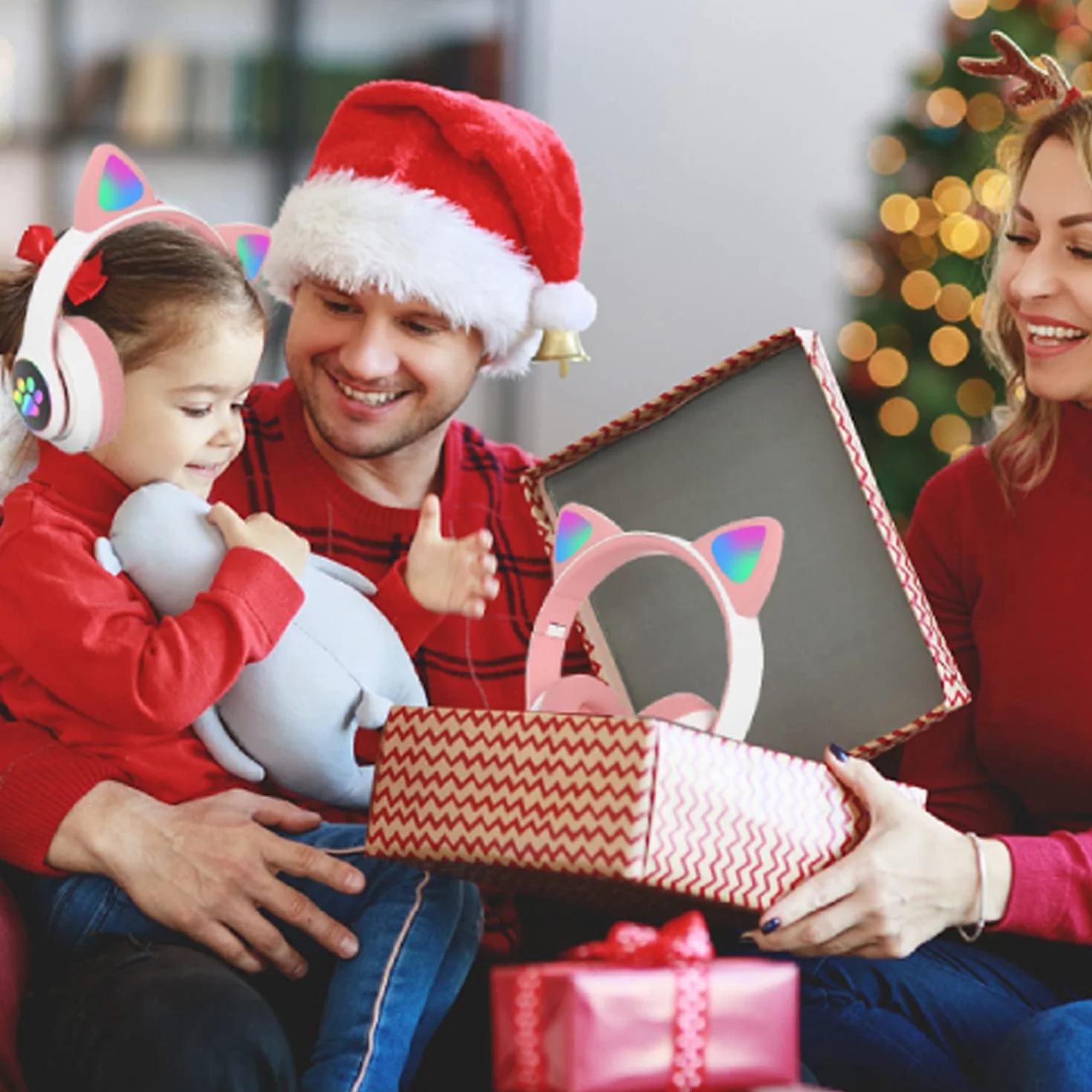 OHAANYY Casque Bluetooth pour Enfants sans Fil,Casque Cat Pliable avec LED Flash Lumières Glow, Enfants Bluetooth 5.0 avec Microphone et Contrôle du Volume, Carte Slot pour PC/Tablettes/TV (5)