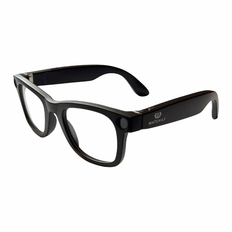 Watchily Lunettes connectées, Caméra Intégrée, ChatGPT – SmartView Pro - Verres Noirs et Transparents