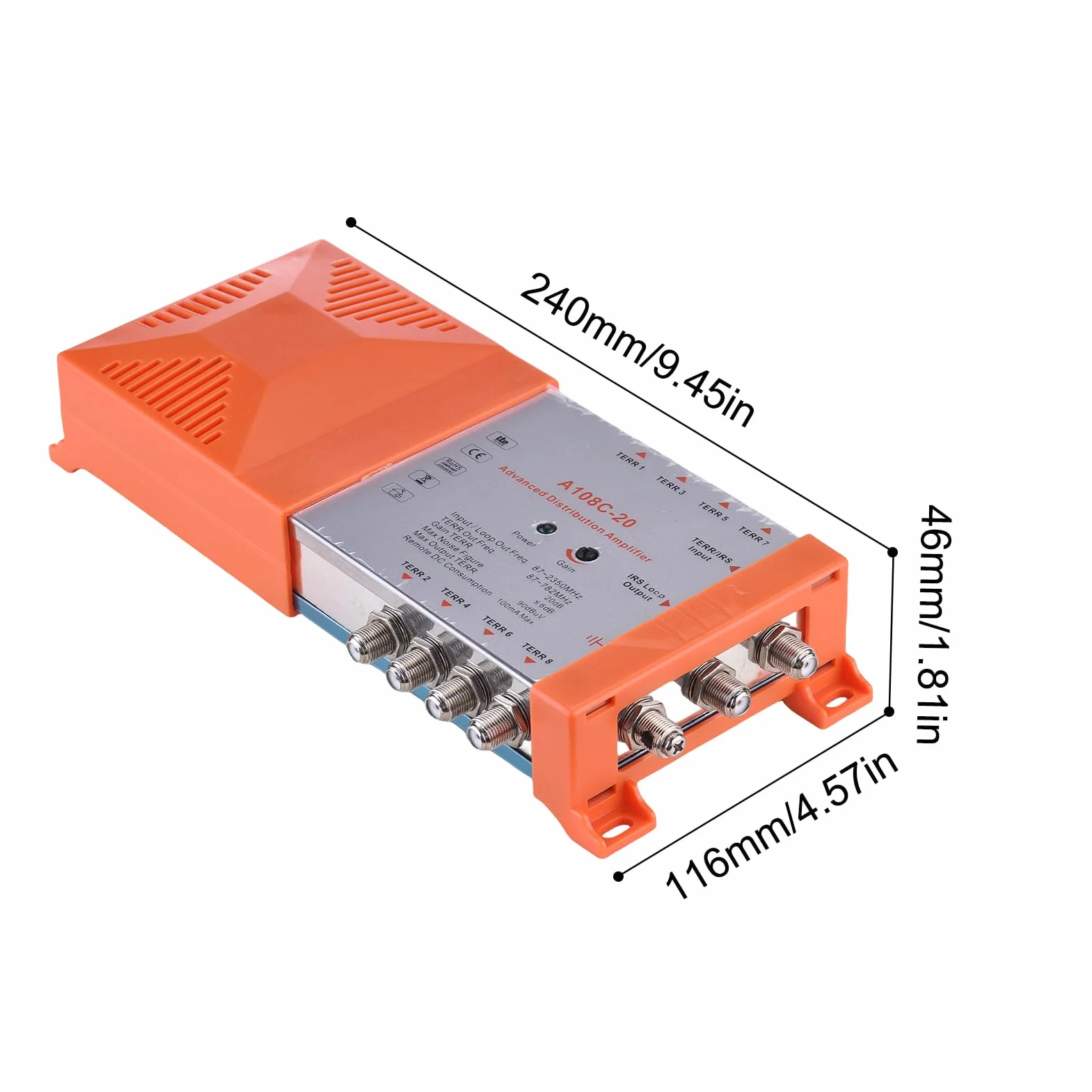 Weytoll Amplificateur de Distribution 8 Voies MATV Satellite Intérieur 20 dB Filtre 4G