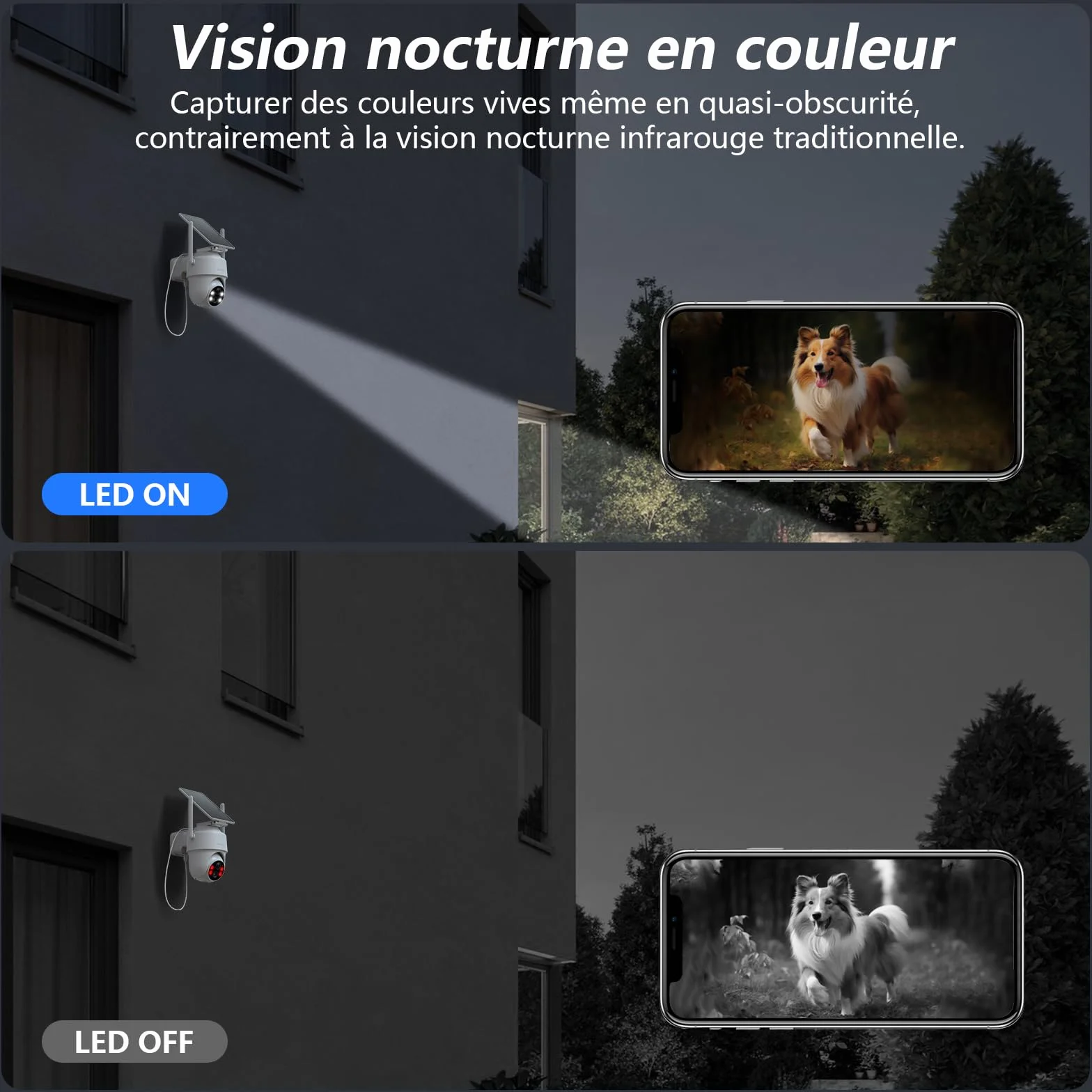 GALAYOU Camera Surveillance WiFi Exterieure sans Fil Batterie 2K Panneau Solaire 2,4GHz Alerte PIR Vision Nocturne Audio Bidirectionnel