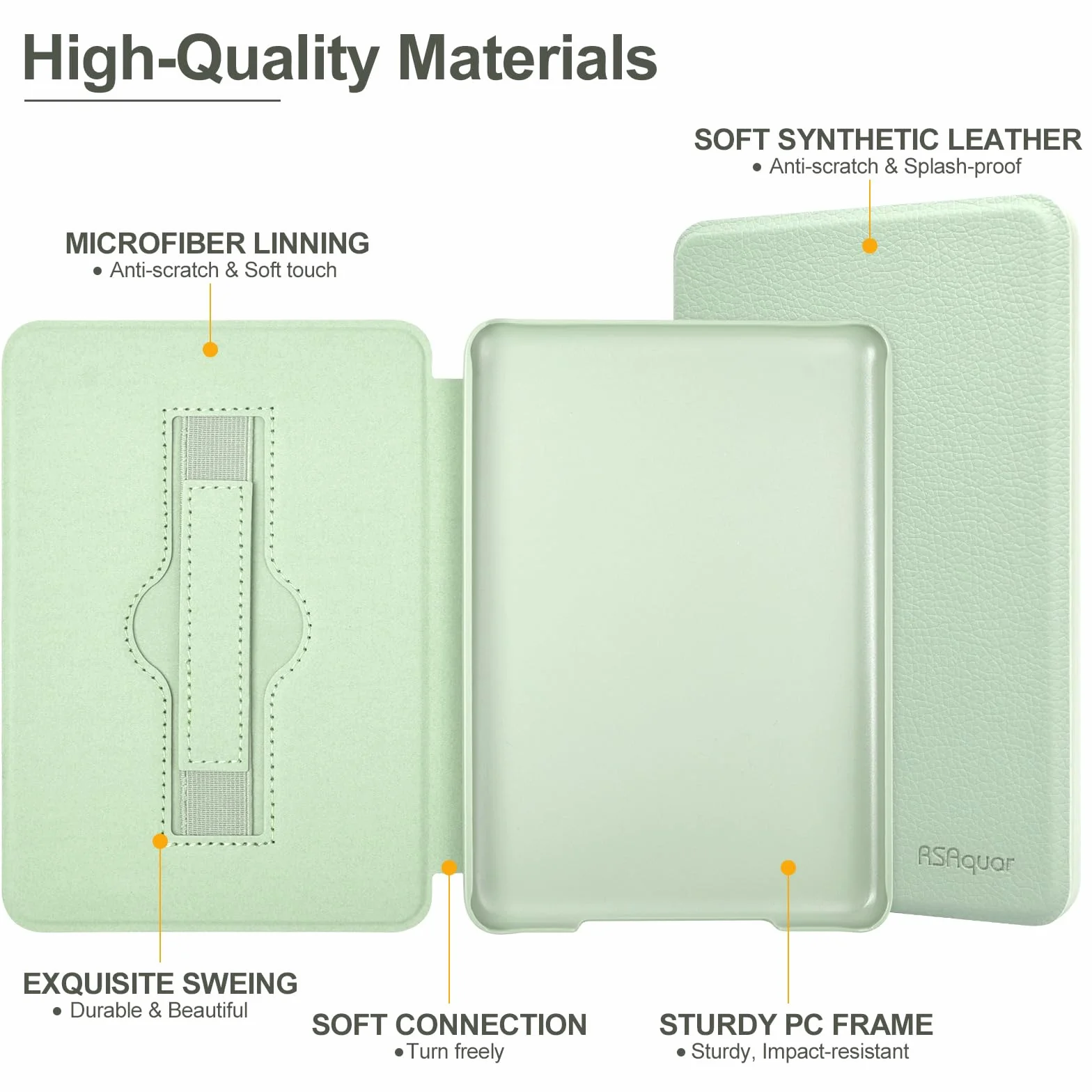 RSAquar Étui 6'' pour Kobo Clara Colour | BW | 2E, Tolino Shine Colour/Shine 5/4 avec Dragonne et Veille/Réveil Automatique, Agave Noir