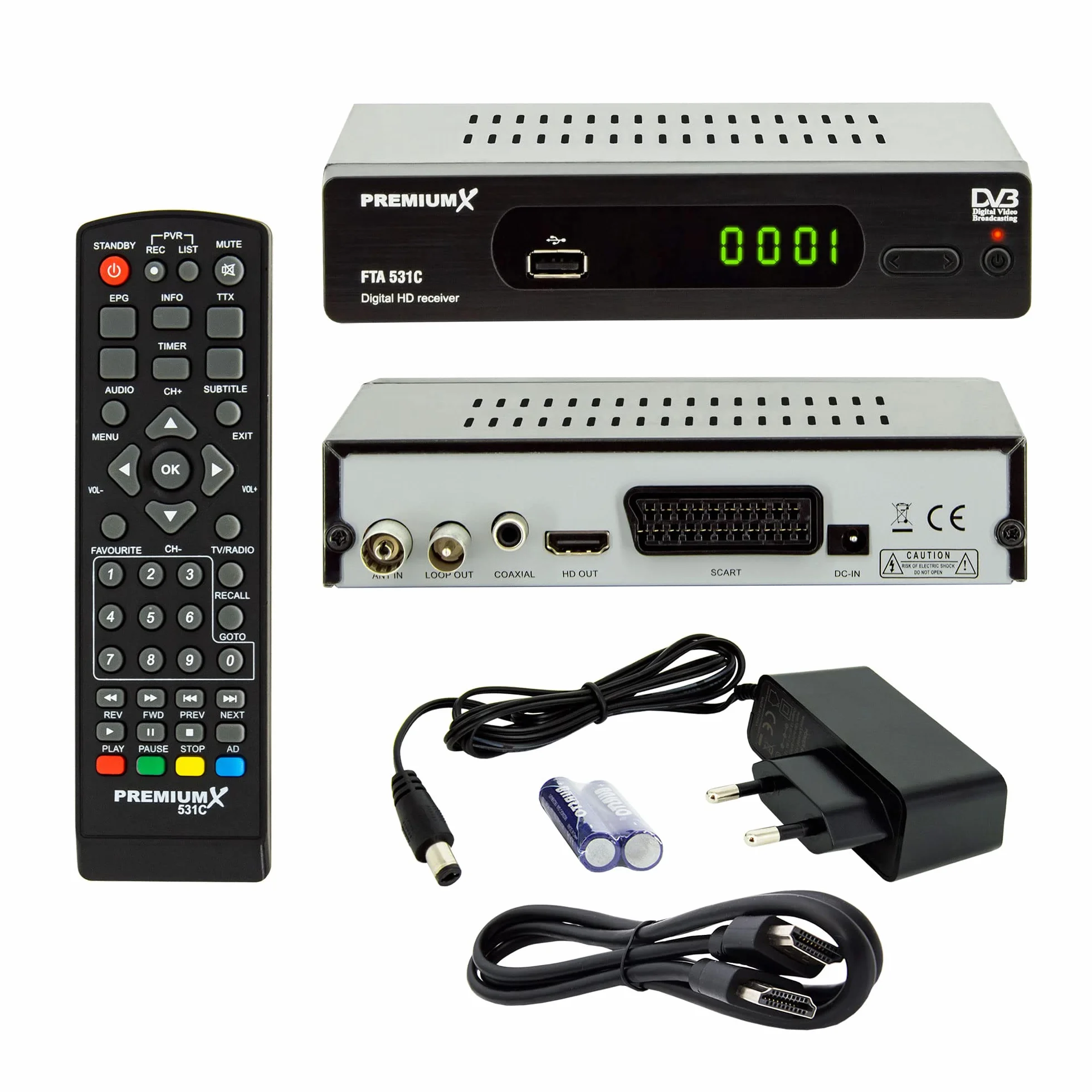 Premium X Récepteur câble DVB-C FTA 531C Digital FullHD SCART HDMI USB Media Player Récepteur TV TV par câble