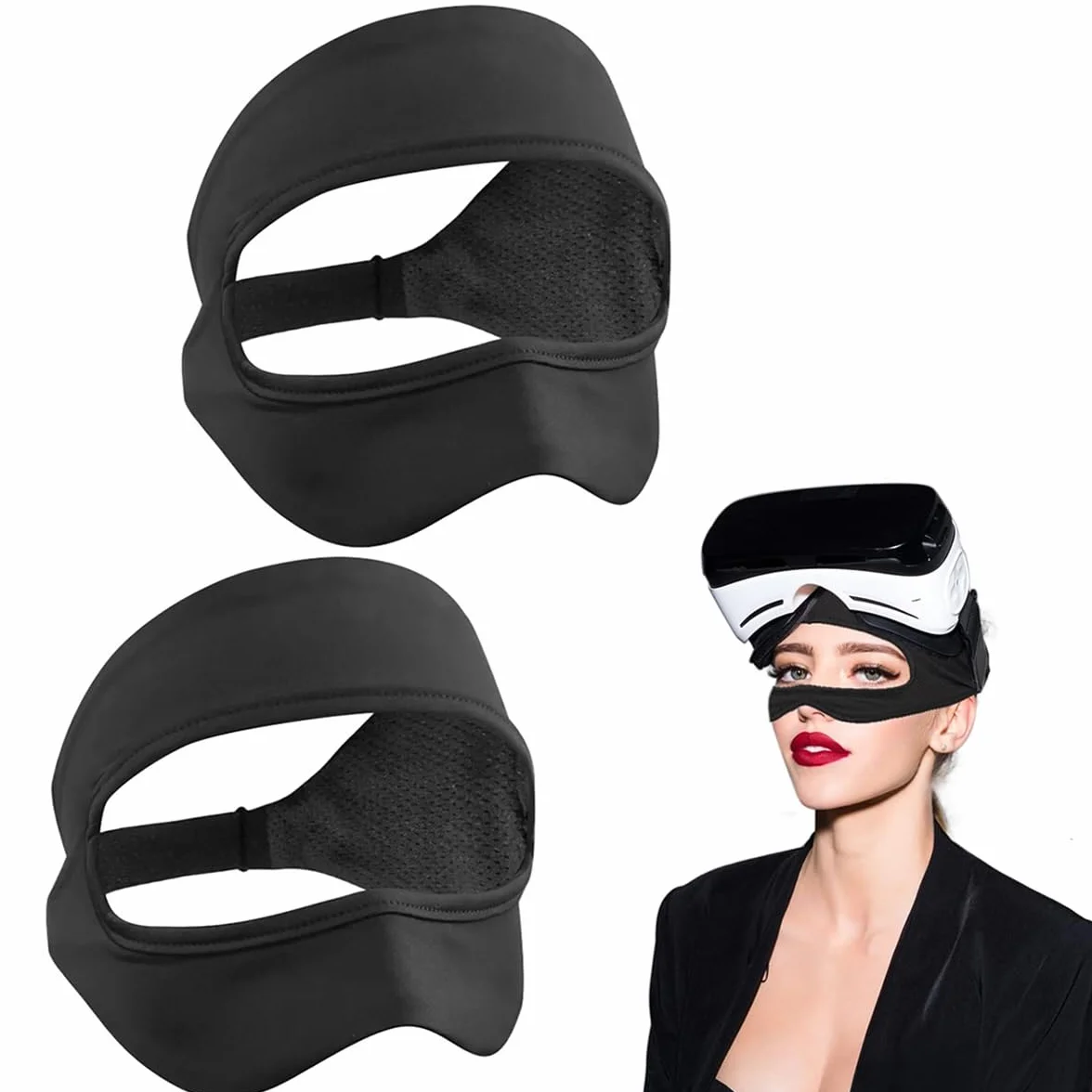 Masque pour Oculus Quest 2, VR Face Cover avec Sangle Élastique Anti-Transpiration pour PS VR2/Meta Quest Pro/Meta Quest 2/HTC Vive - Noir