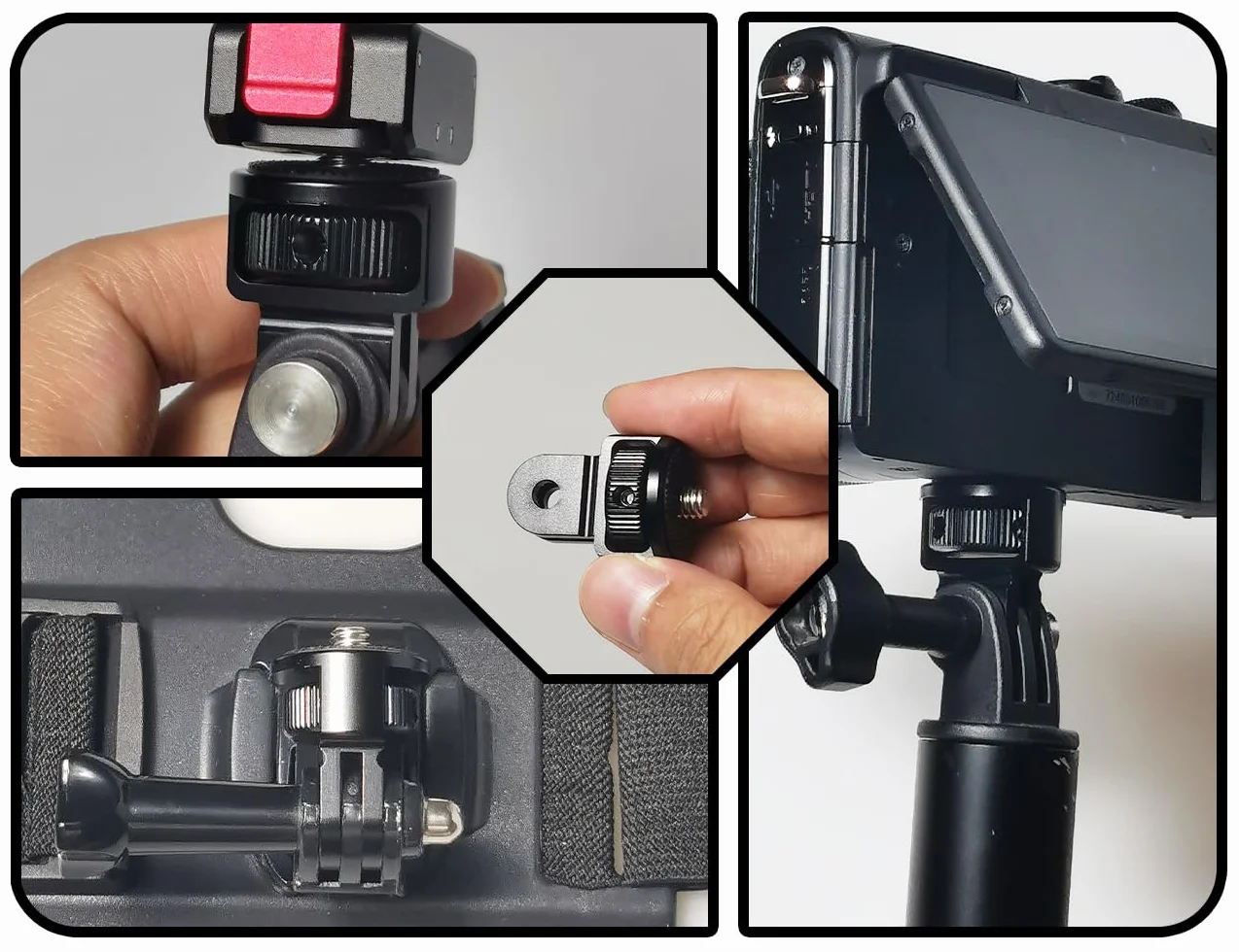 KAPSING 1/4 inch Rotation 360° Tripod Mount Thread Adapter Camera Accessories Compatible with Gopro Helmet Mount Motorcycle Compatible with Insta 360 x2 x3 and Other Action Cameras