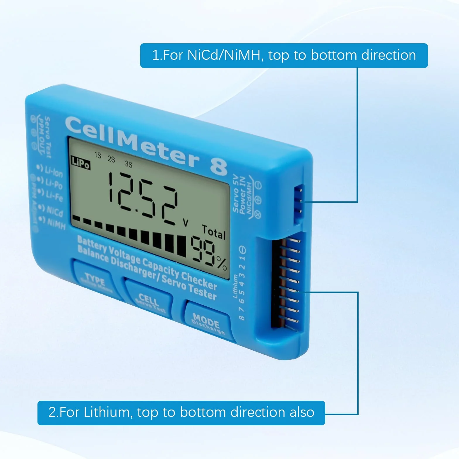 AYWHP RC 8 testeur de capacité de batterie numérique avec écran LCD pour LiPo Life Li-ION Nicd NiMH